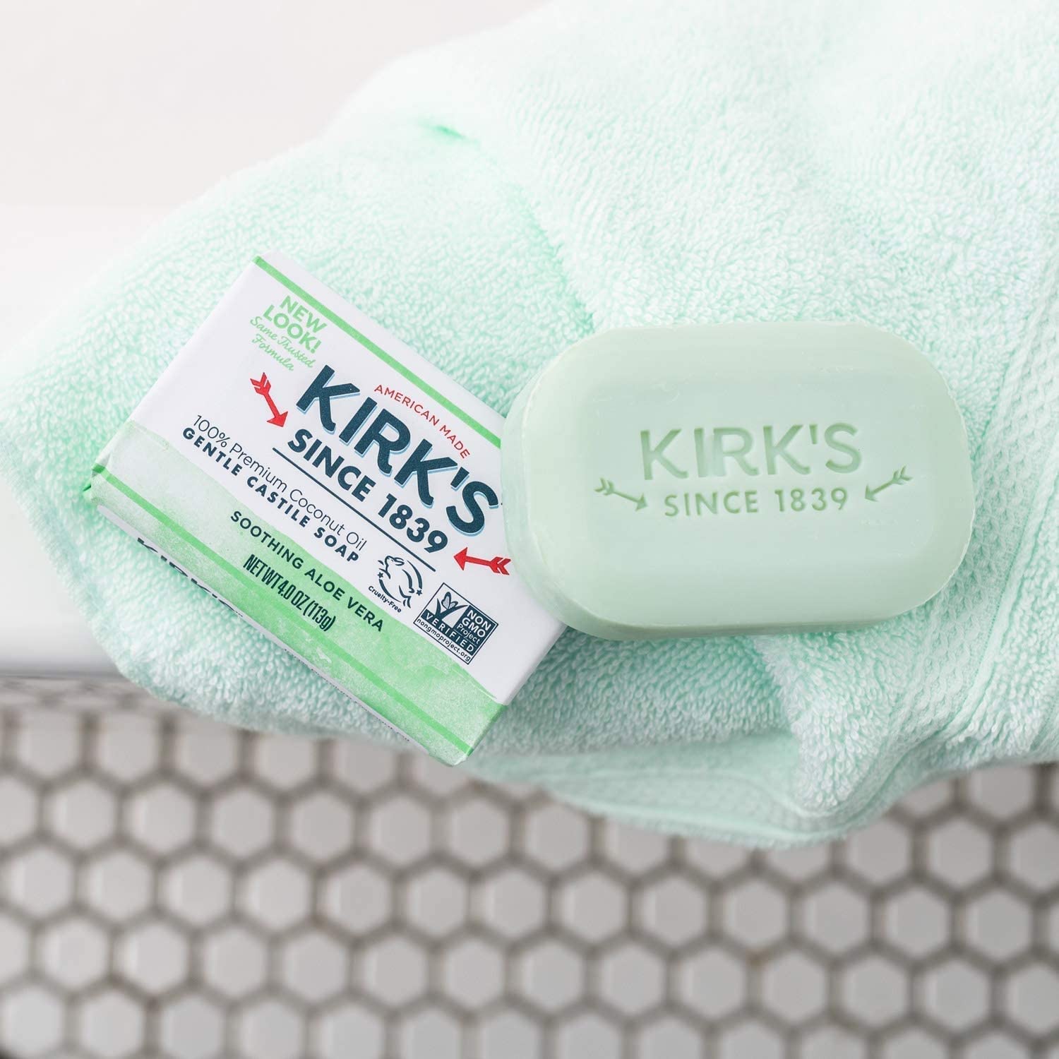 Kirk's Castile Bar Soap for Men, Women & Children - Made With Premium Coconut Oil, Sensitive Skin Formula, Vegan, Non GMO, Original Fresh Scent, 4 oz. Bars, 6 Pack