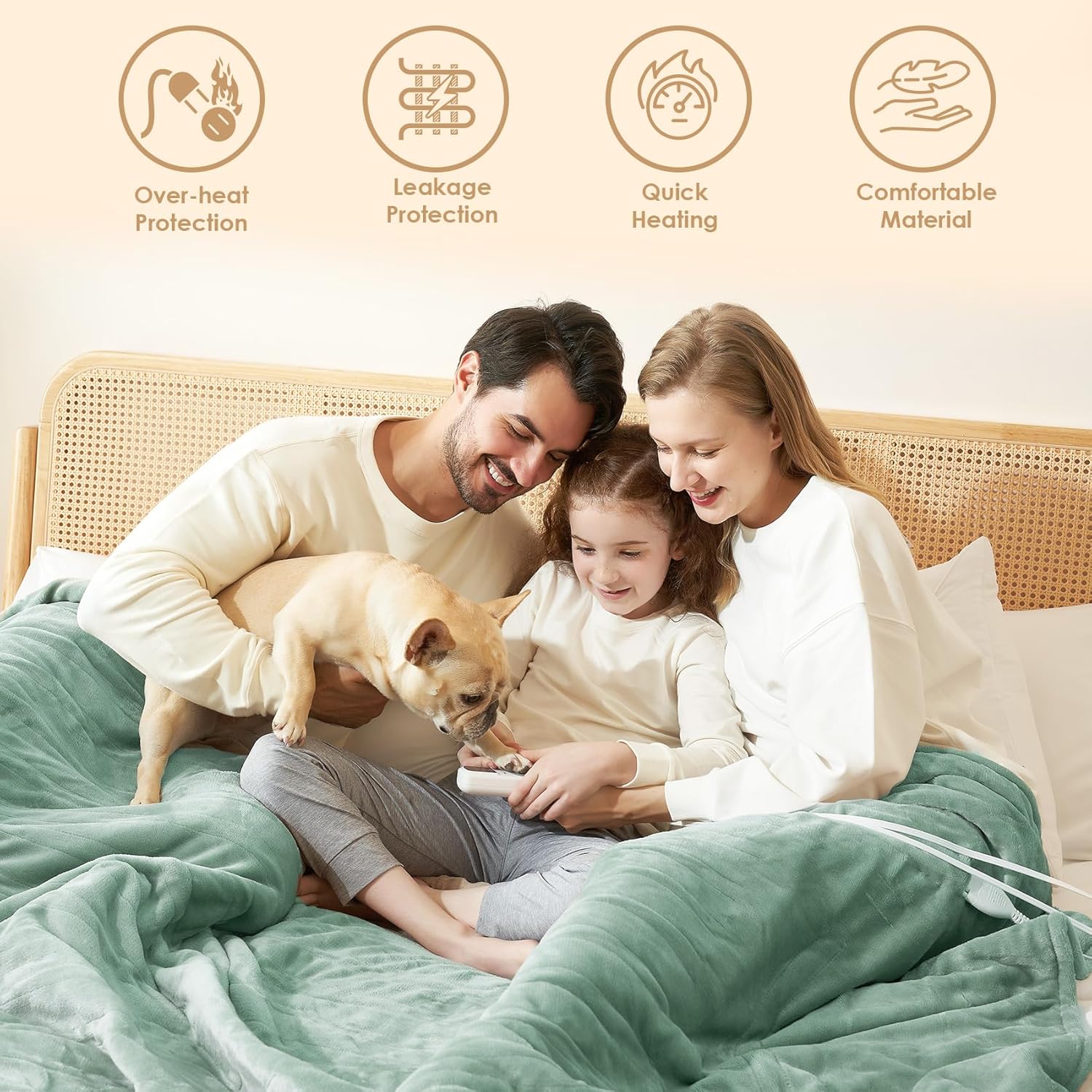 EHEYCIGA Heated Blanket Electric Blanket Throw - Heating Blanket with 9 Heating Levels & 10 Hours Auto Off, Soft Cozy Sherpa Washable Blanket with Fast Heating, 50 x 60 Inches