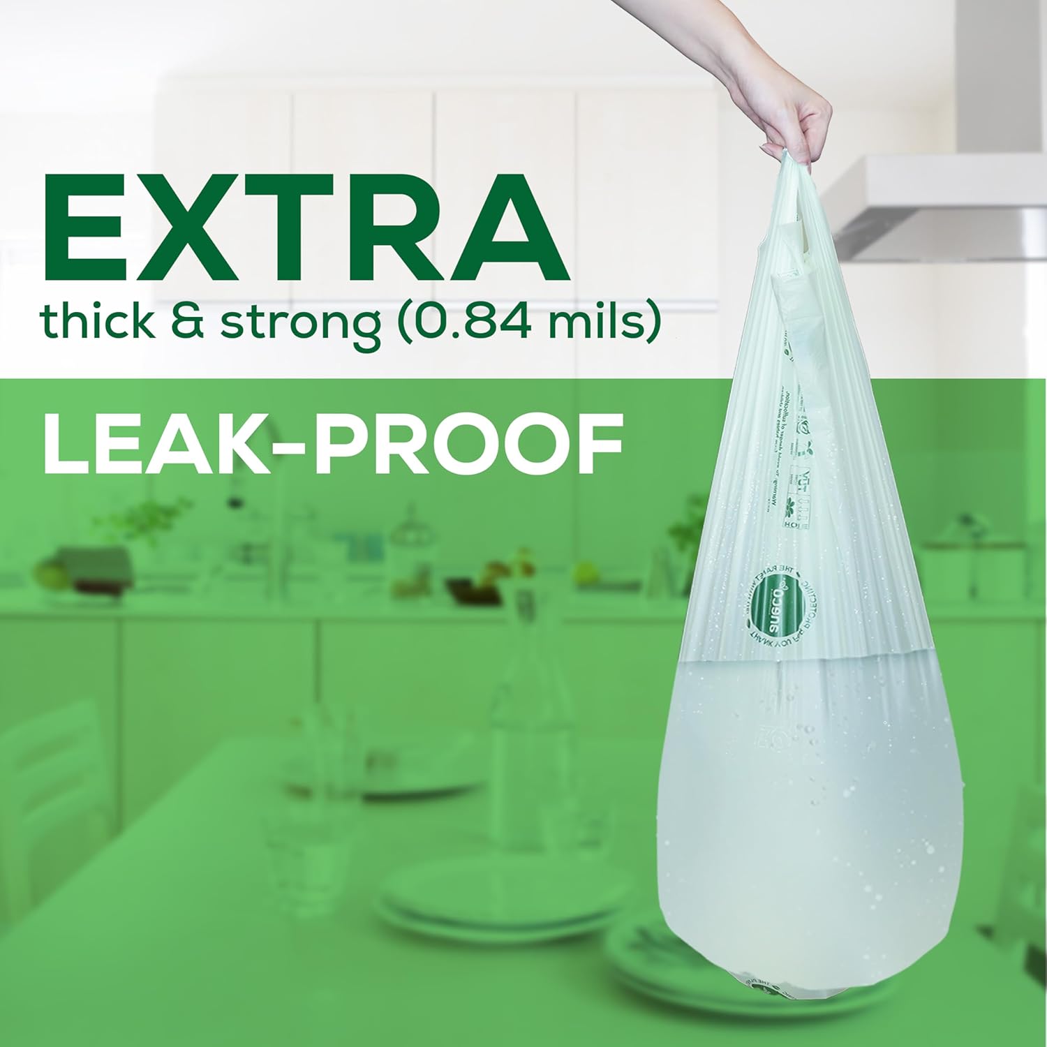 ANECO 100% Compostable Waste Bags 2.6 Gallon, Extra Thick Kitchen Small Compost Bags for Countertop Bin (100 Count)