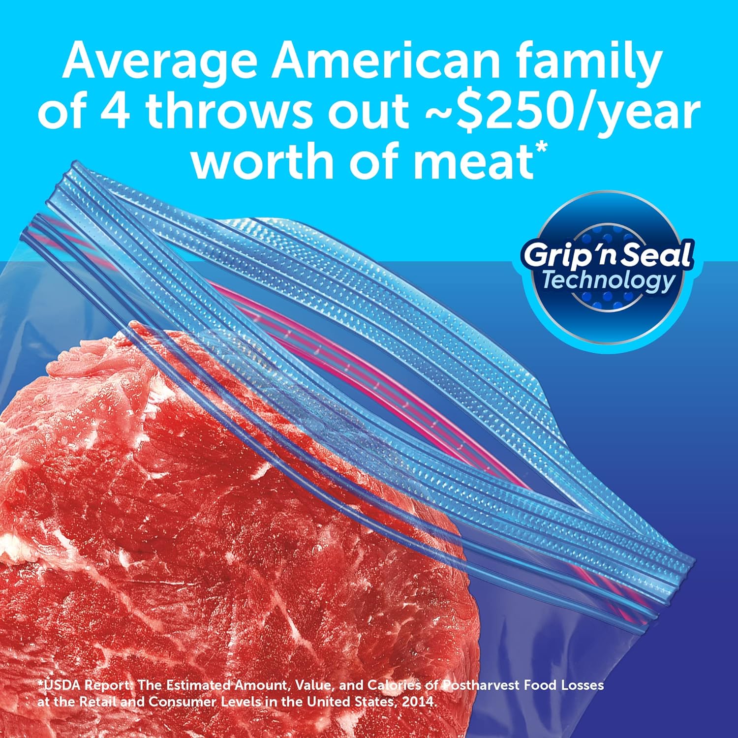 Ziploc Gallon Food Storage Freezer Bags, Stay Open Design with Stand-Up Bottom, Easy to Fill, 60 Count