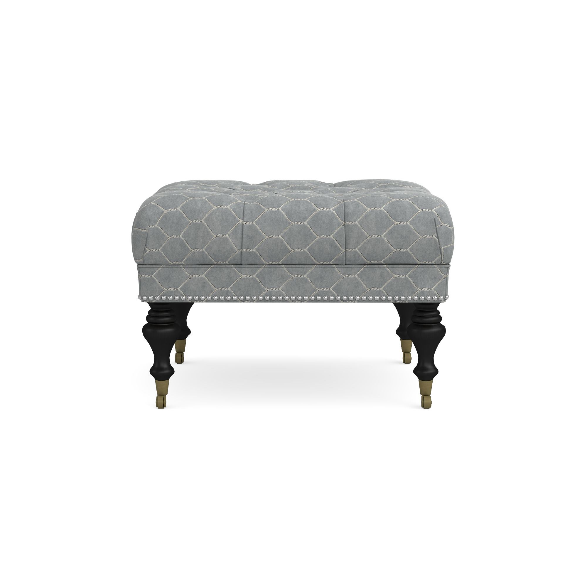 Sanderson x Giles Deacon Fairfax Bench Ottoman, Turned Leg with Tufted Top (26