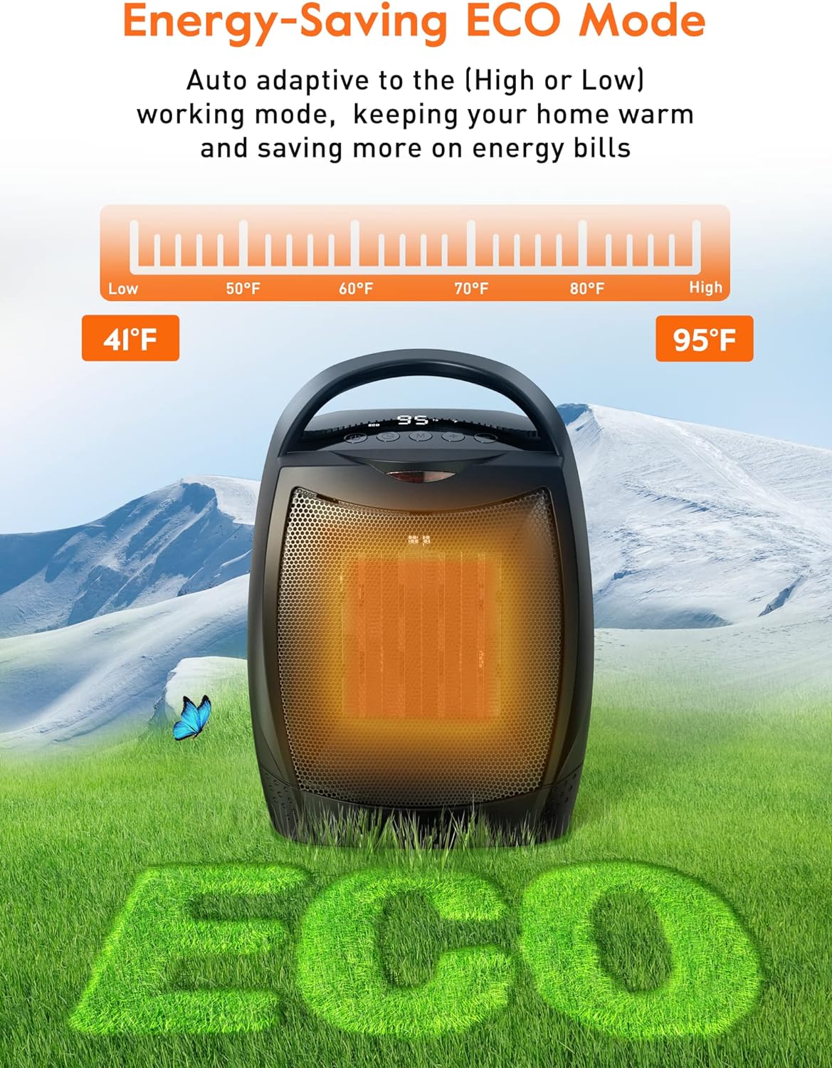 GiveBest Portable Electric Space Heater with Thermostat, 1500W/750W Safe and Quiet Ceramic Heater Fan, Heat Up 200 Square Feet for Office Room Desk Indoor Use, Silver