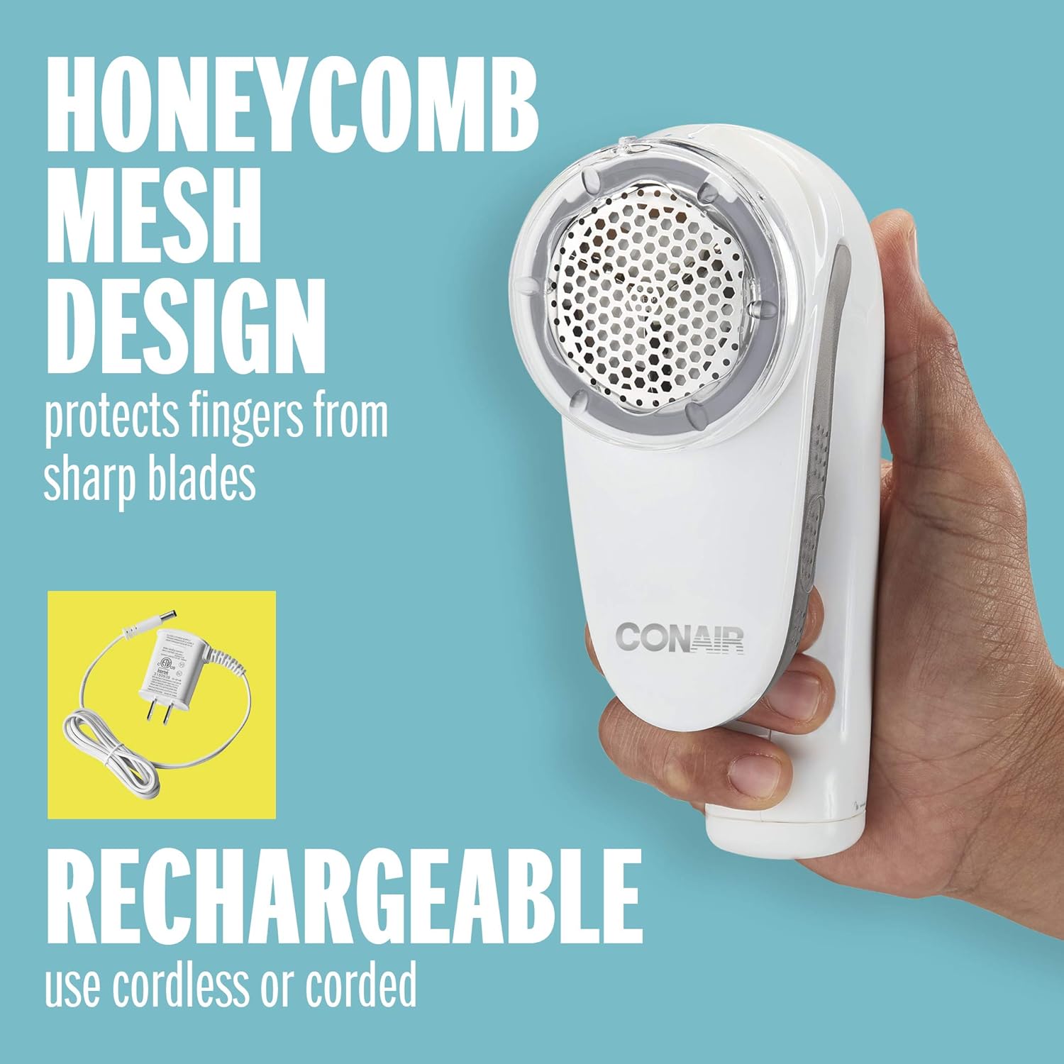 Conair Fabric Shaver and Lint Remover, Battery Operated Portable Fabric Shaver, White