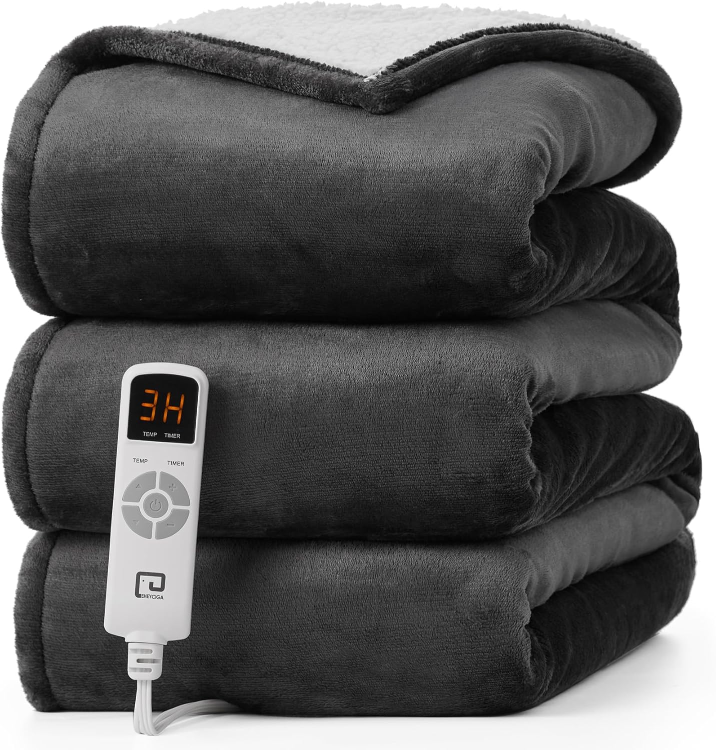 EHEYCIGA Heated Blanket Electric Blanket Throw - Heating Blanket with 9 Heating Levels & 10 Hours Auto Off, Soft Cozy Sherpa Washable Blanket with Fast Heating, 50 x 60 Inches