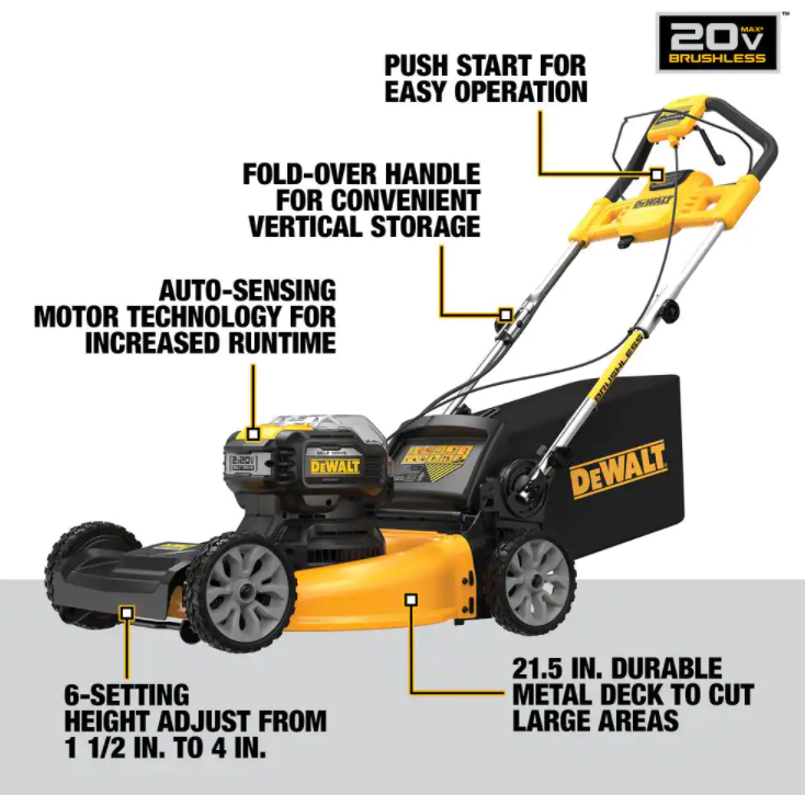 DEWALT 21.5 in. 20-Volt MAX Lithium-Ion Cordless Battery Walk Behind Self Propelled Mower