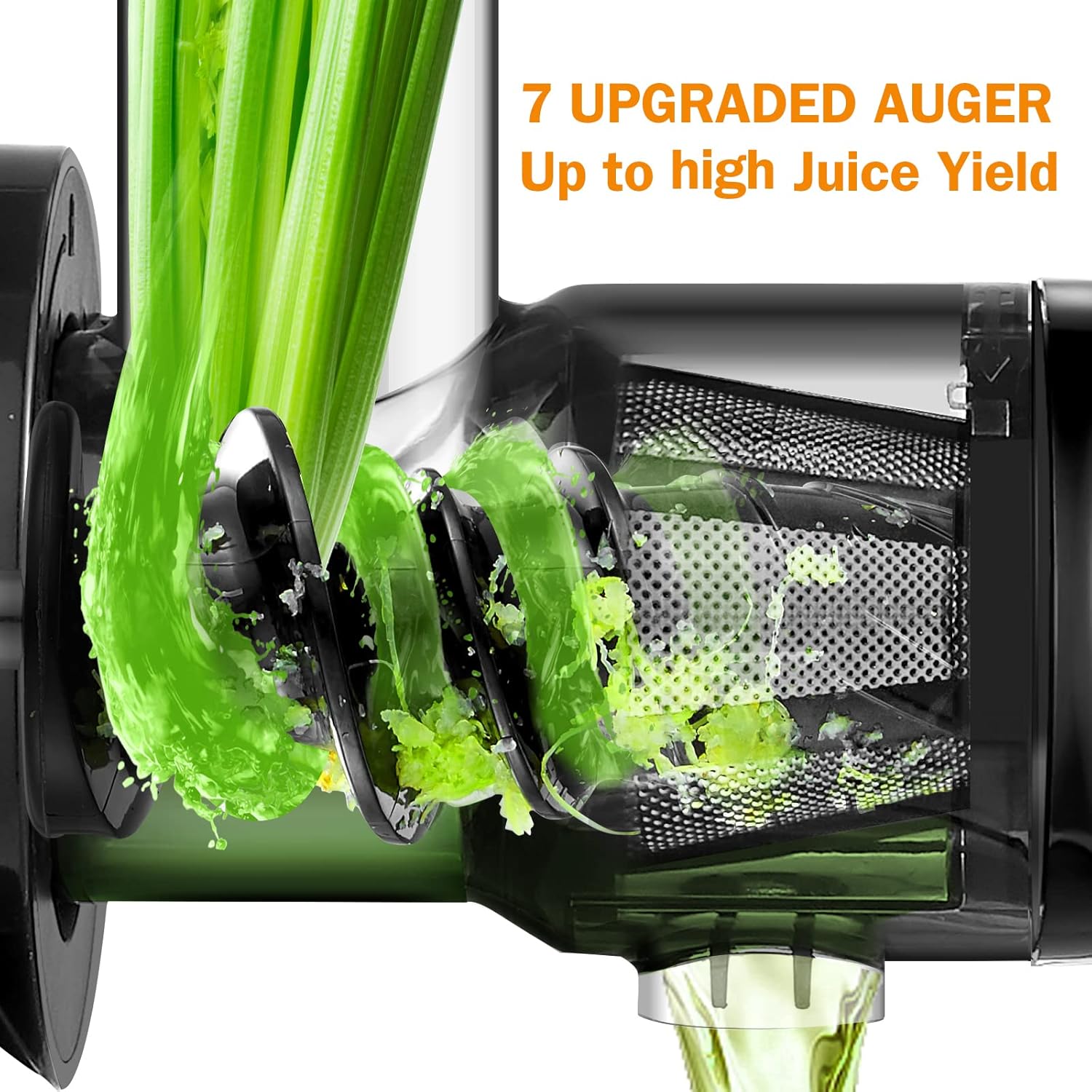 Masticating Juicer Machines, AMZCHEF Slow Cold Press Juicer with Reverse Function, High Juice Yield, Easy Clean with Brush,Recipes for High Nutrient Fruits and Vegetables, Gray(Updated)
