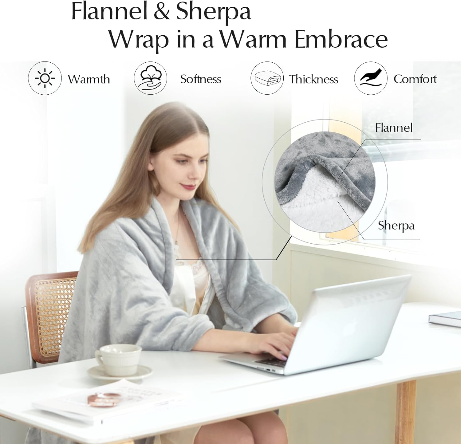 Heated Blanket Throw Size, Soft and Cozy Electric Heating Blanket for Bed, Automatic Safety System 6 Heating Levels & 4 Hours Auto-Off, 50