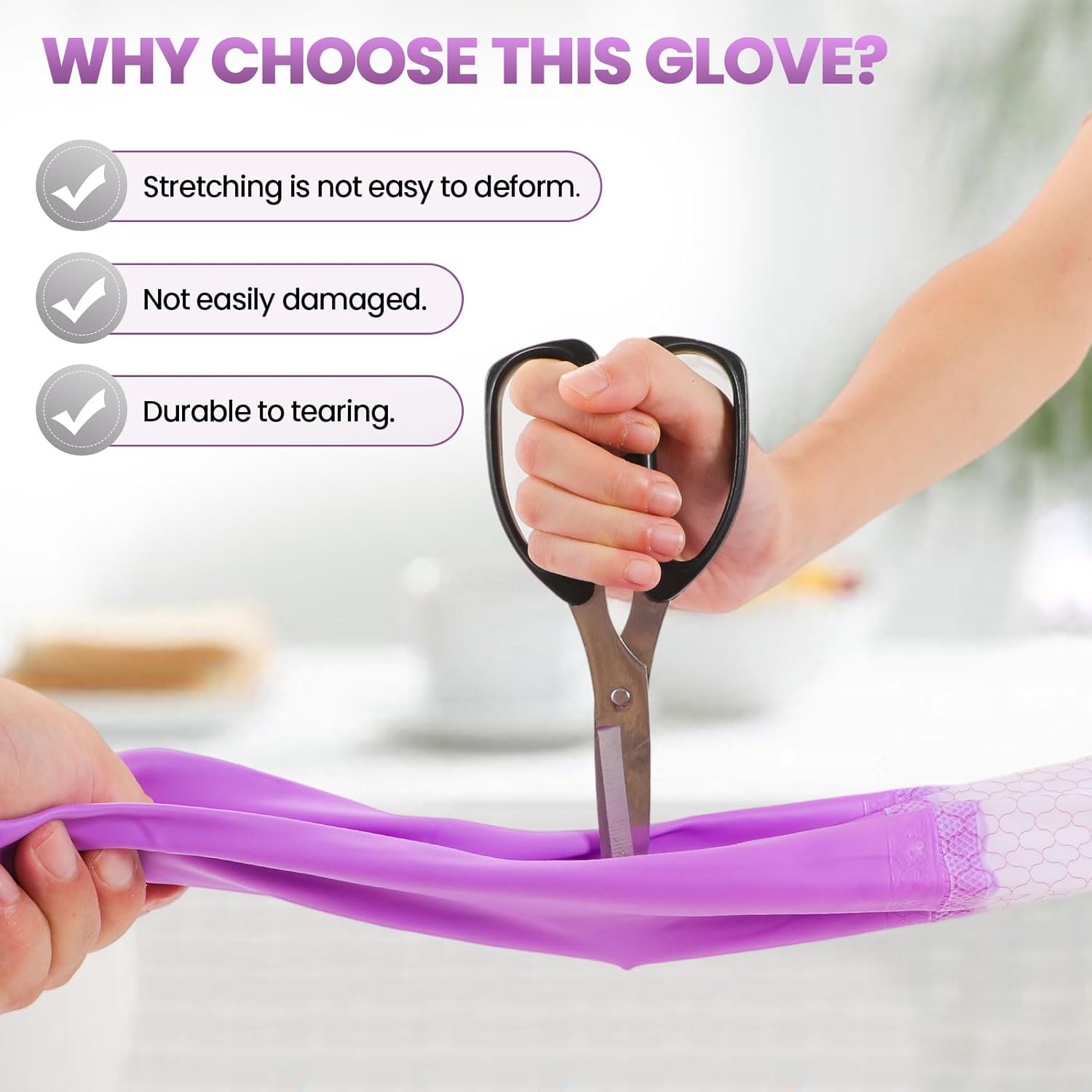 Elgood Reusable Dishwashing Cleaning Gloves with Latex free, Cotton lining,Kitchen Gloves 2 Pairs,Purple+blue Medium