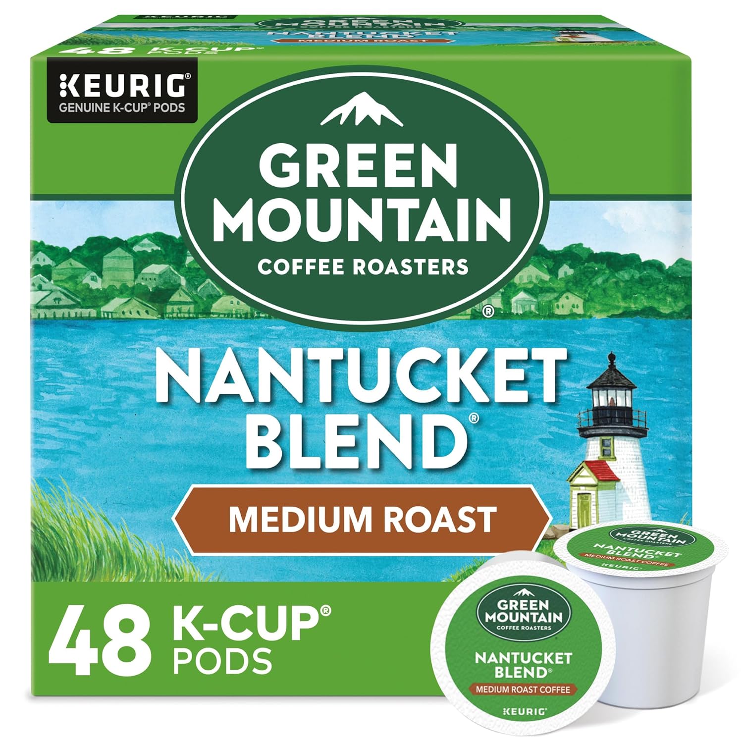 Green Mountain Coffee Roasters Half Caff Keurig Single-Serve K-Cup pods, Medium Roast Coffee, 72 Count (6 Packs of 12)