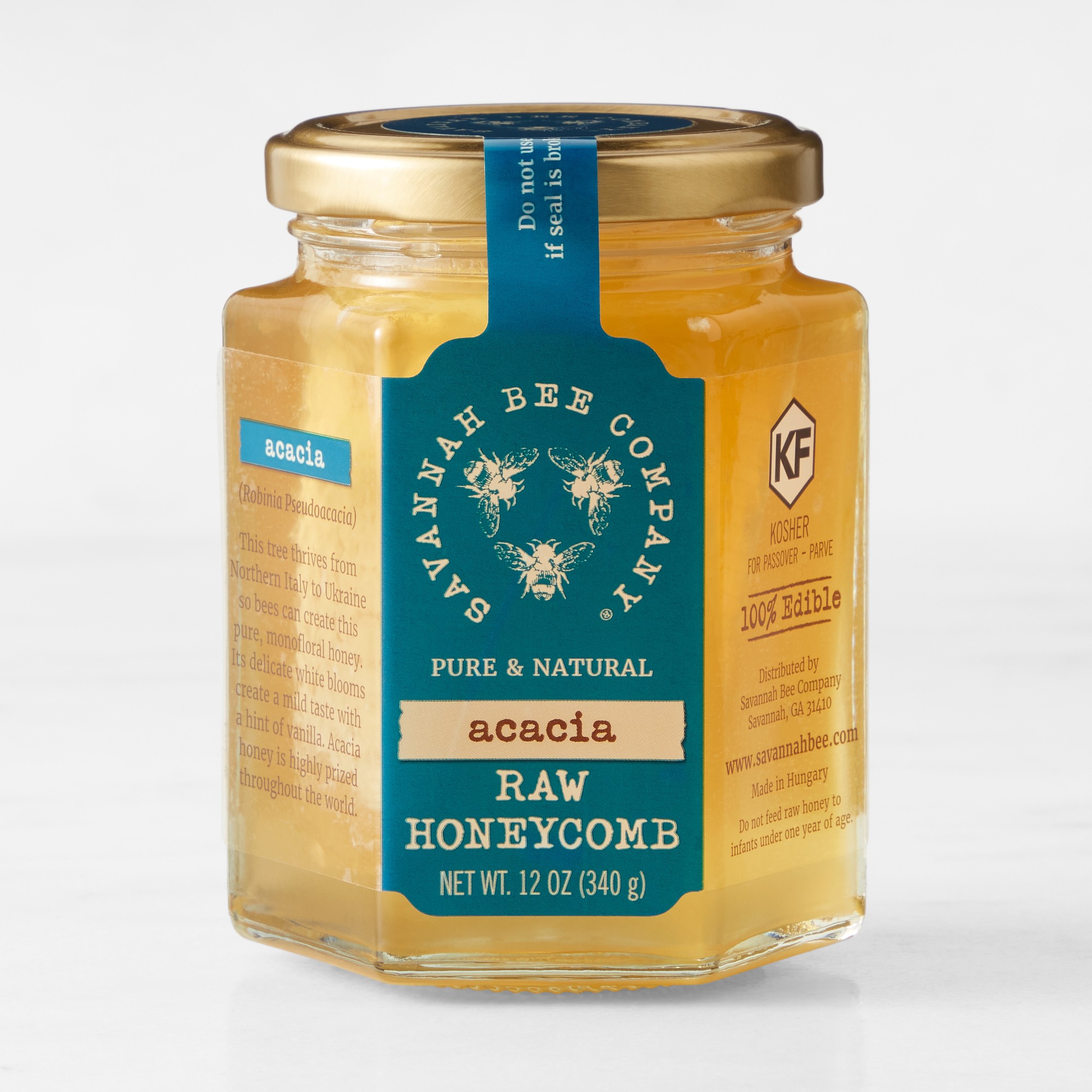 Savannah Bee Company Raw Honeycomb in Hex Jar