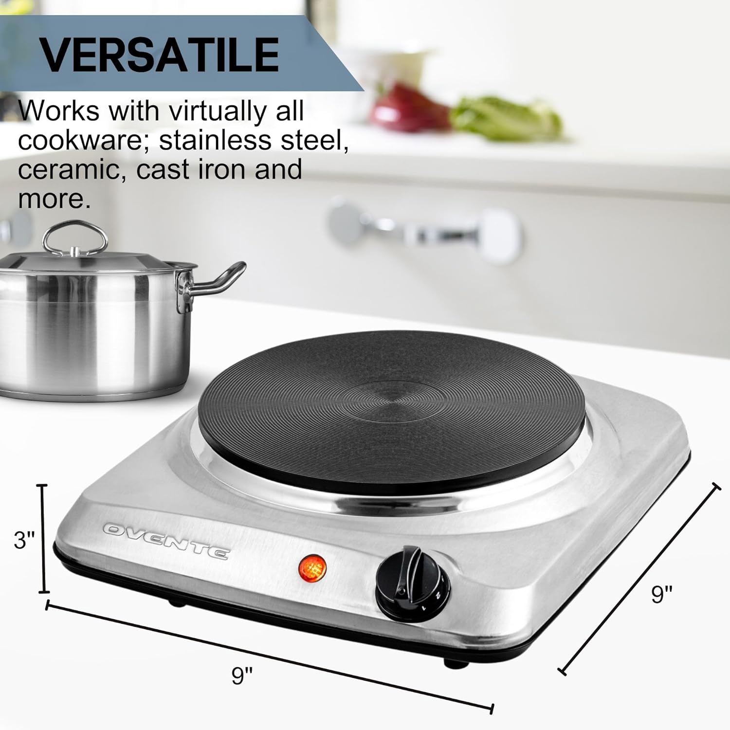 OVENTE Electric Countertop Double Burner, 1700W Cooktop with 7.25