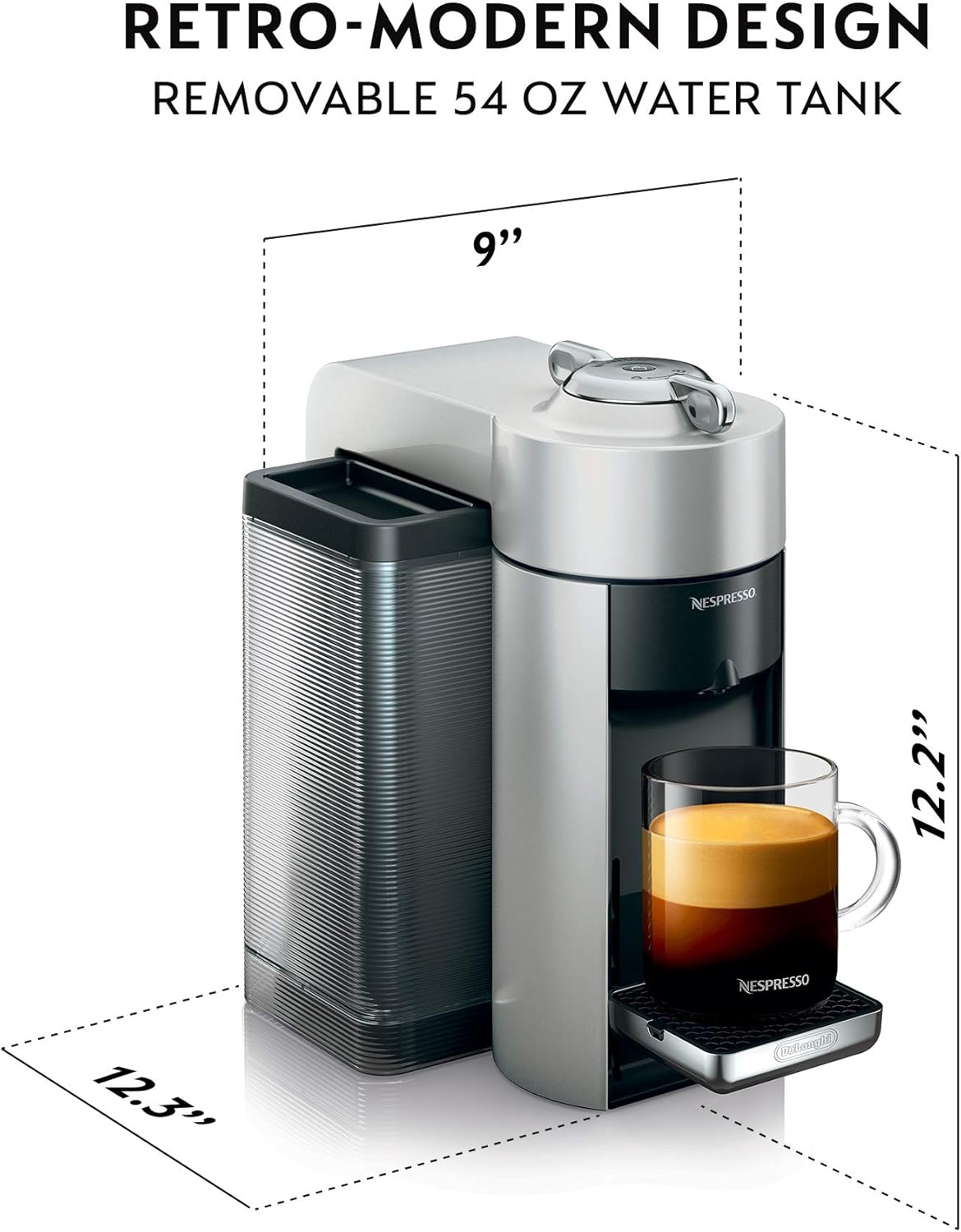 Nespresso Vertuo Coffee and Espresso Maker,1597 ml, by De'Longhi, Graphite Metal