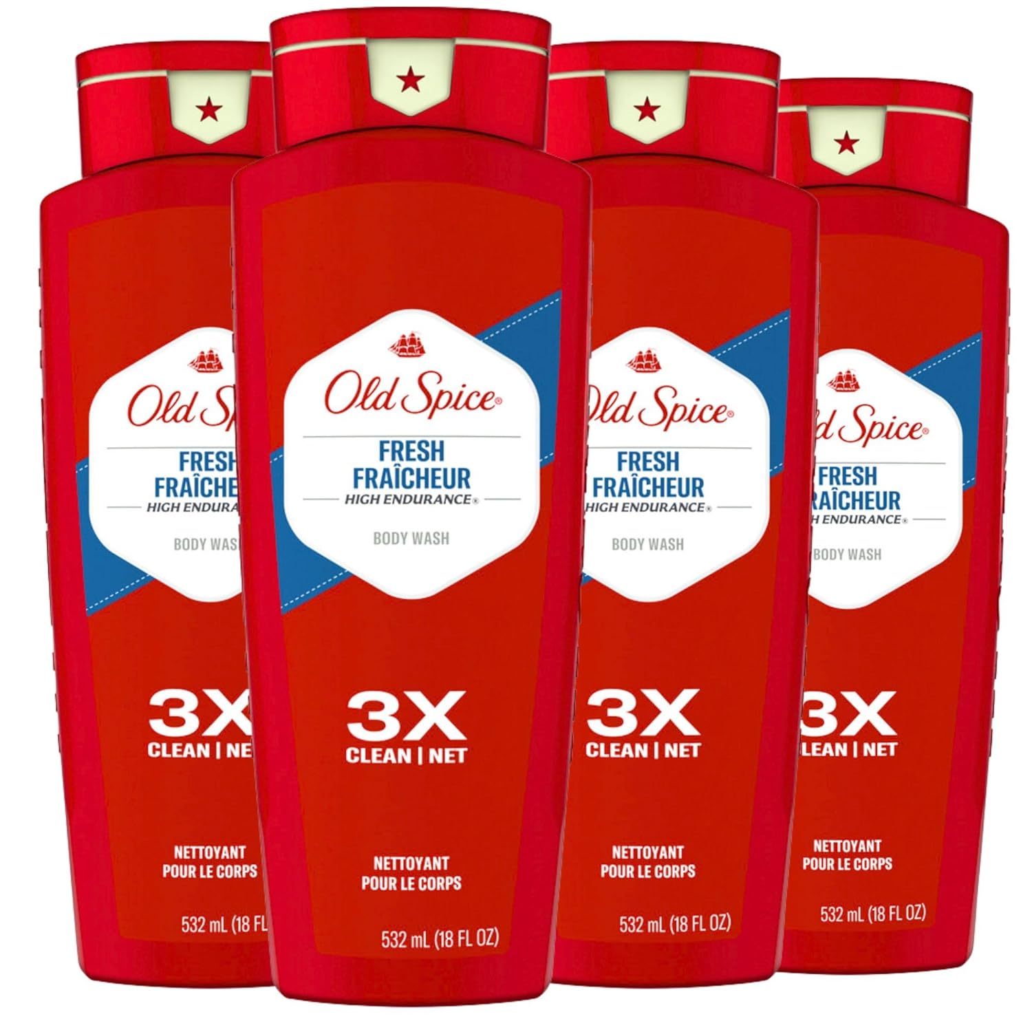 Old Spice Body Wash for Men, 24/7 Shower Fresh with Lasting Scent, Red Collection, Swagger with Cedarwood Scent, 24 fl oz (Pack of 2)