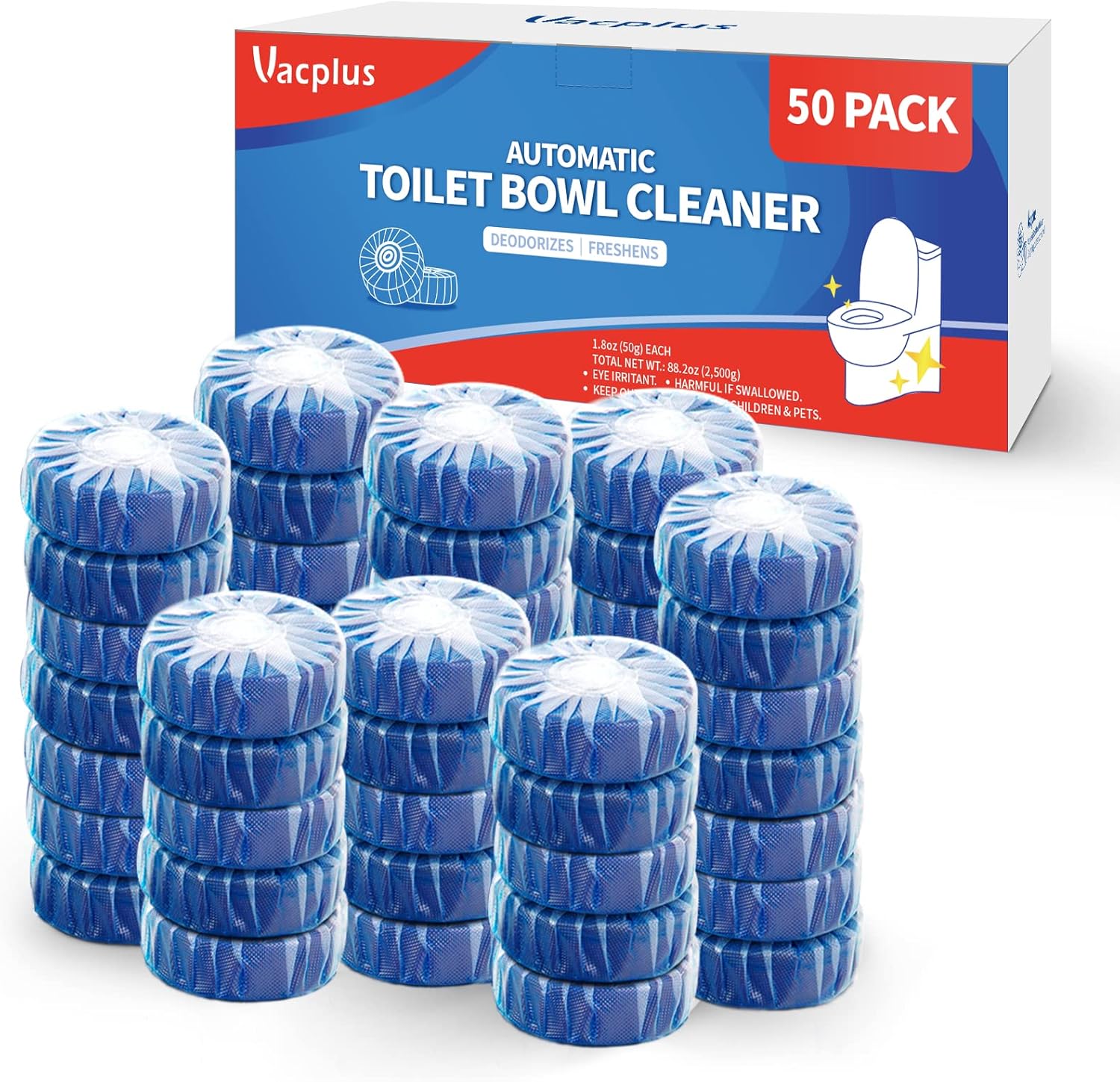 Vacplus Automatic Toilet Bowl Cleaner Tablets, Bathroom Toilet Tank Cleaner (12 PACK), VA-T165
