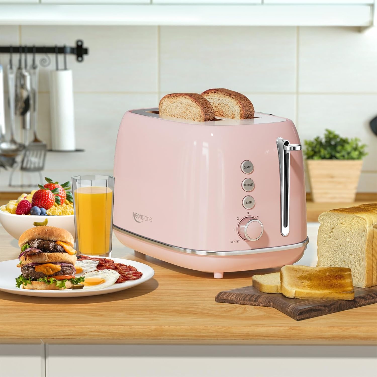2 Slice Stainless Steel Toaster Retro with 6 Bread Shade Settings, Bagel, Cancel, Defrost Function, 2 Slice Toaster with Extra Wide Slot, Removable Crumb Tray, White