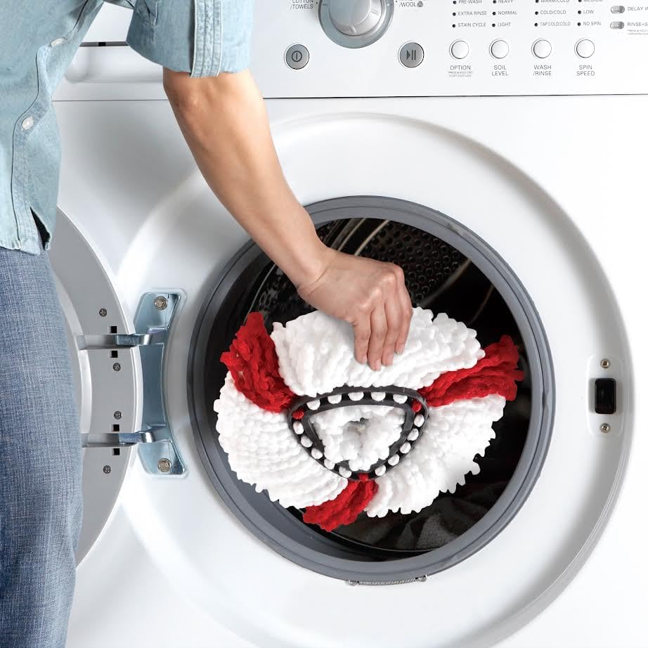 O-Cedar EasyWring Microfiber Spin Mop & Bucket Floor Cleaning System + 2 Extra Refills, Red/Gray