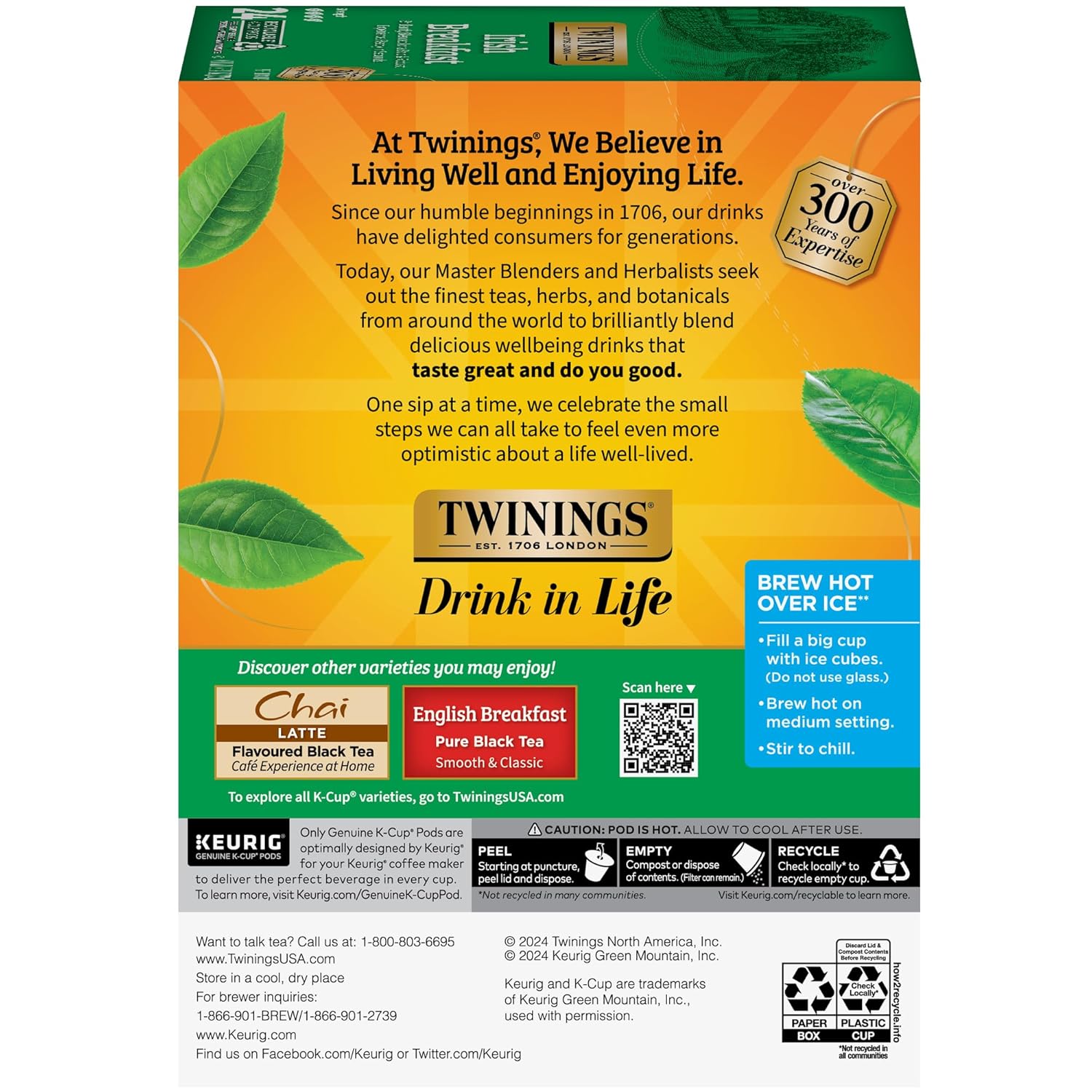 Twinings English Breakfast Black Tea K-Cup Pods for Keurig, 24 Count (Pack of 1), Smooth, Flavourful, Robust, Caffeinated, Enjoy Hot or Iced | Packaging May Vary