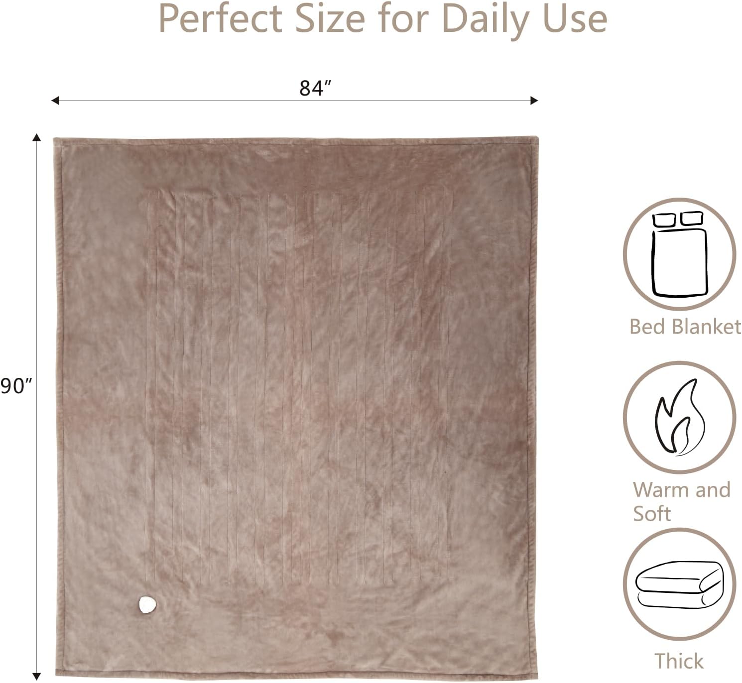 Tefici Electric Heated Blanket Throw, Super Cozy Soft 2-Layer Flannel 50