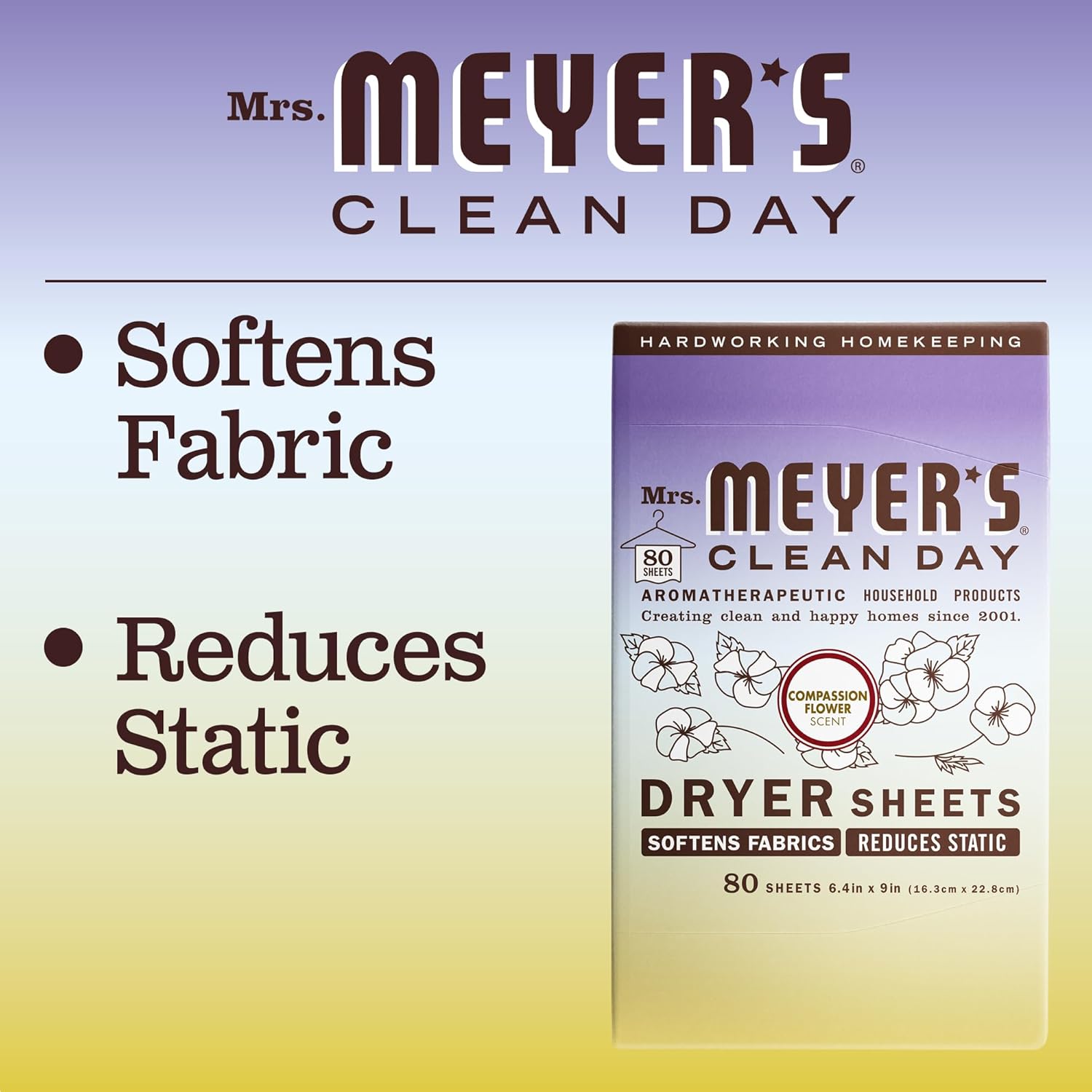 MRS. MEYER'S CLEAN DAY Dryer Sheets, Lavender, 80 ct