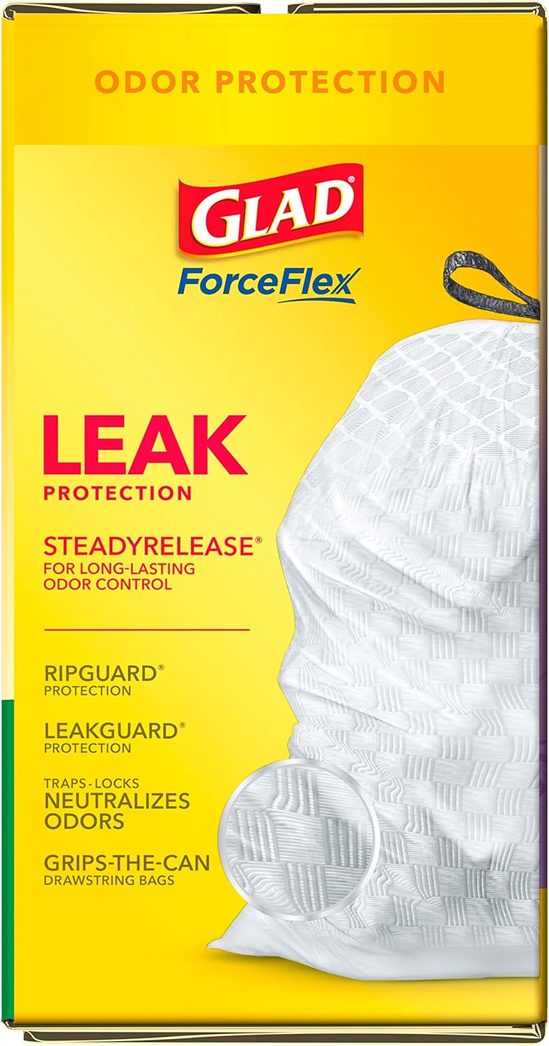 Glad ForceFlex Tall Kitchen Trash Bags, 13 Gal, Gain Original with Febreze, 110 Ct (Pack May Vary)