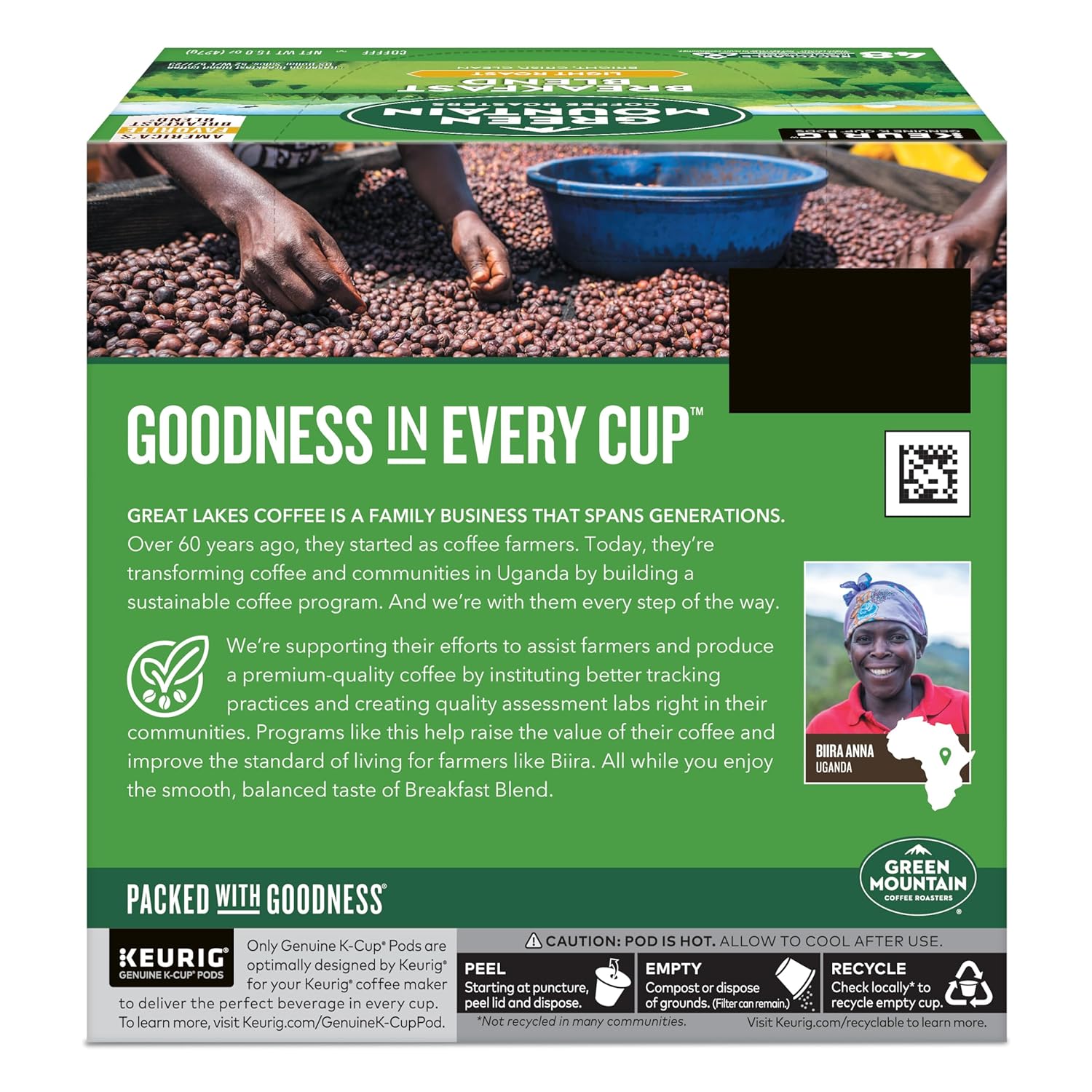 Green Mountain Coffee Roasters Breakfast Blend Single-Serve Keurig K-Cup Pods, Light Roast Coffee, 96 Count