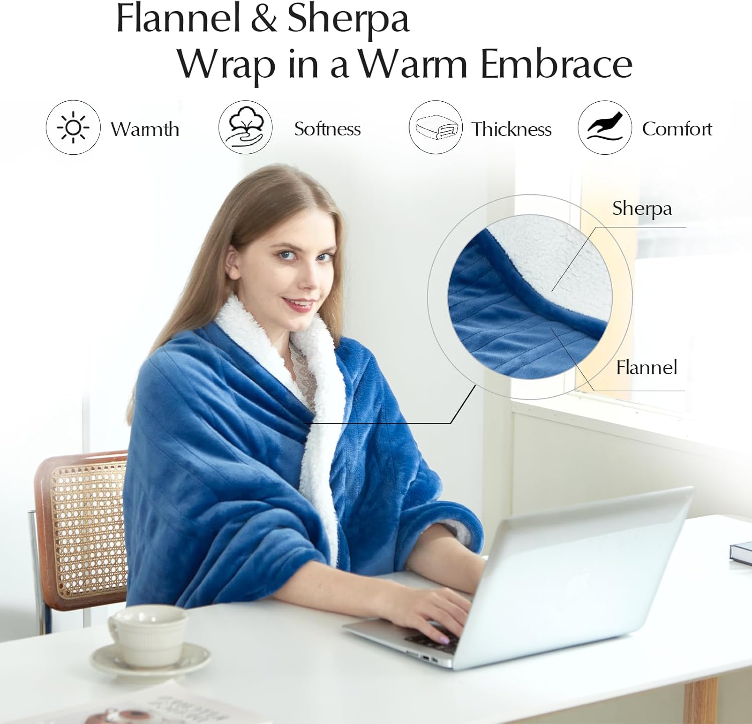 Heated Blanket Throw Size, Soft and Cozy Electric Heating Blanket for Bed, Automatic Safety System 6 Heating Levels & 4 Hours Auto-Off, 50