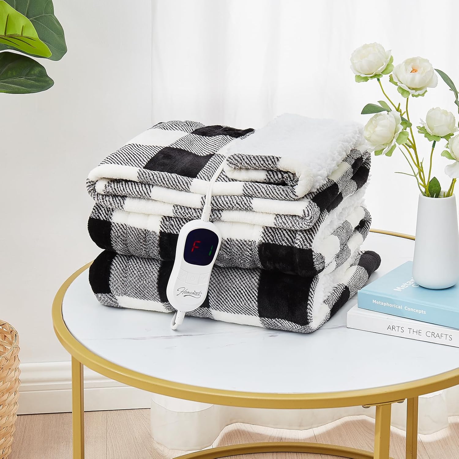 Homemate Electric Blanket Heated Throw - 50“x60“ Ultra Soft Cozy Flannel Heating Blanket with 10 Fast Heat Levels 8 Hours Auto Off Over-Heated Protection ETL Certification Keep Warm in Home Office