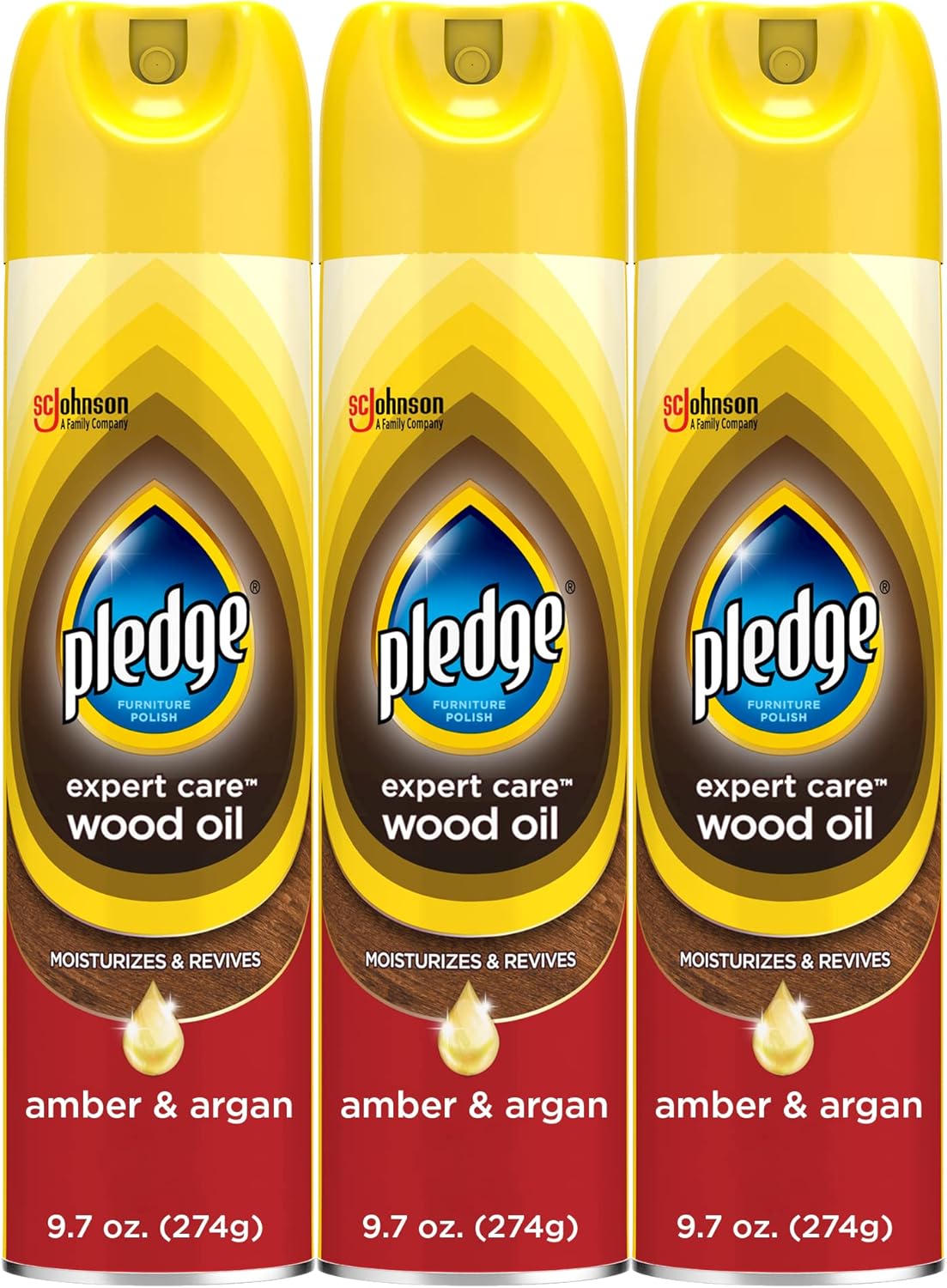 Pledge Moisturizing Oil Spray, Amber & Argan Scent, Nourishes, Protects and Revitalizes Furniture, 9.7 oz