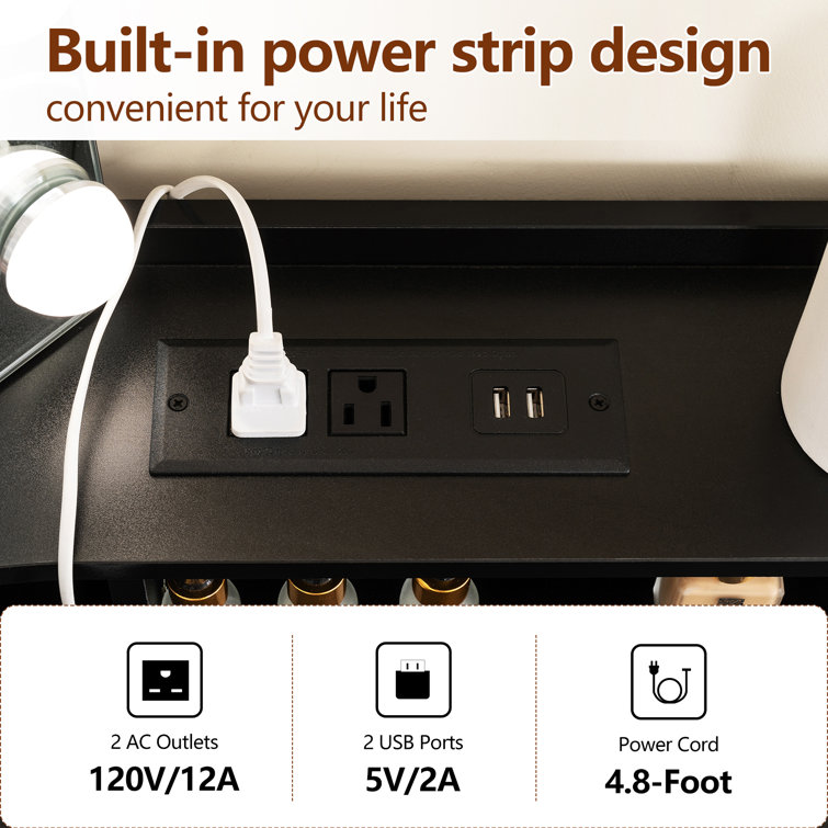 Evangelos Vanity Set with Stool and Mirror