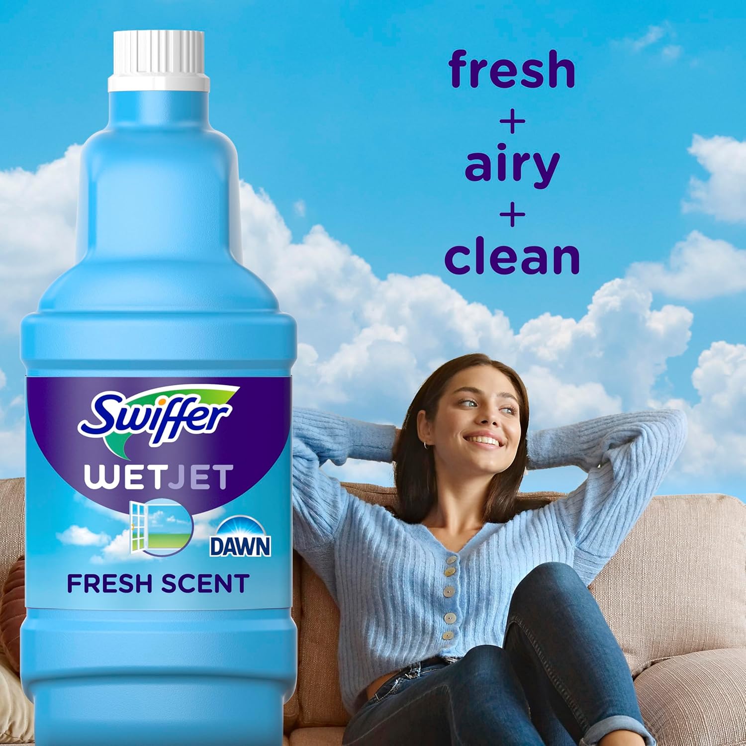 Swiffer WetJet Hardwood and Floor Spray Mop, All-in-One Mopping Cleaner Starter Kit, Includes: 1 WetJet, 10 Pads, 1 Cleaning Solution & 4 Batteries