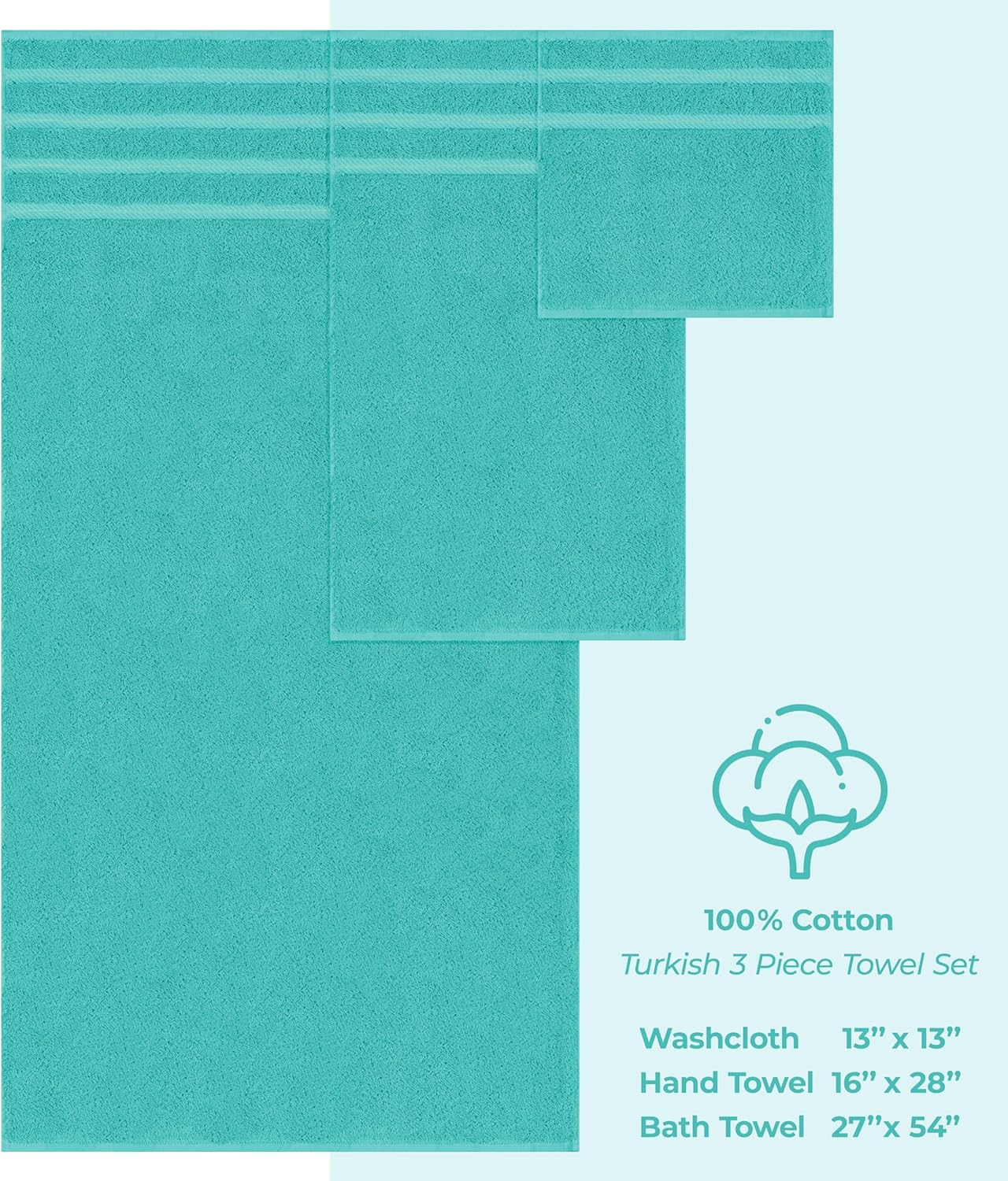 American Soft Linen Luxury 6 Piece Towel Set, 2 Bath Towels 2 Hand Towels 2 Washcloths, 100% Cotton Turkish Towels for Bathroom, Light Grey Towel Sets