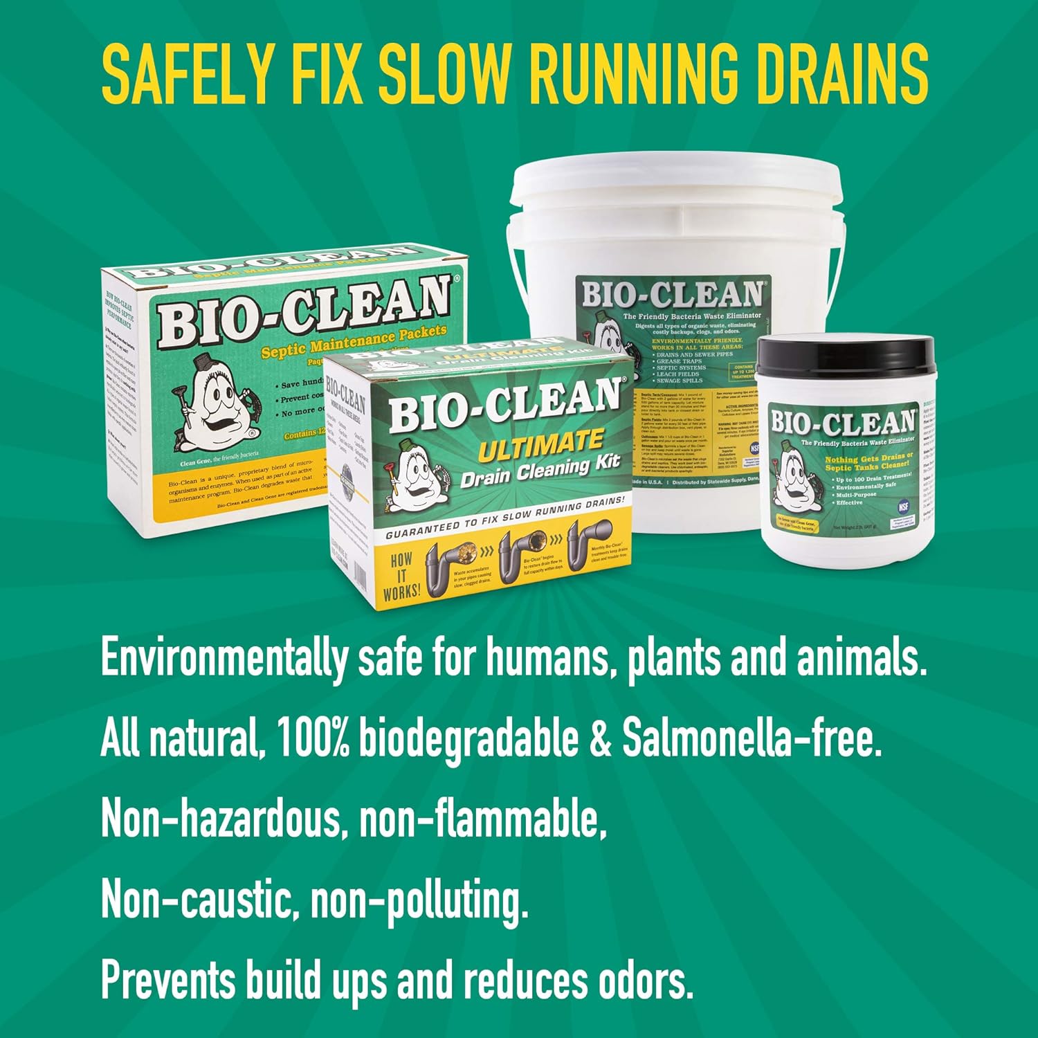 Drain Septic 2# Can Cleans Drains- Septic Tanks - Grease Traps All Natural and 100% Guaranteed No Caustic Chemicals! Removes fats oil and grease, completely cleans your system.