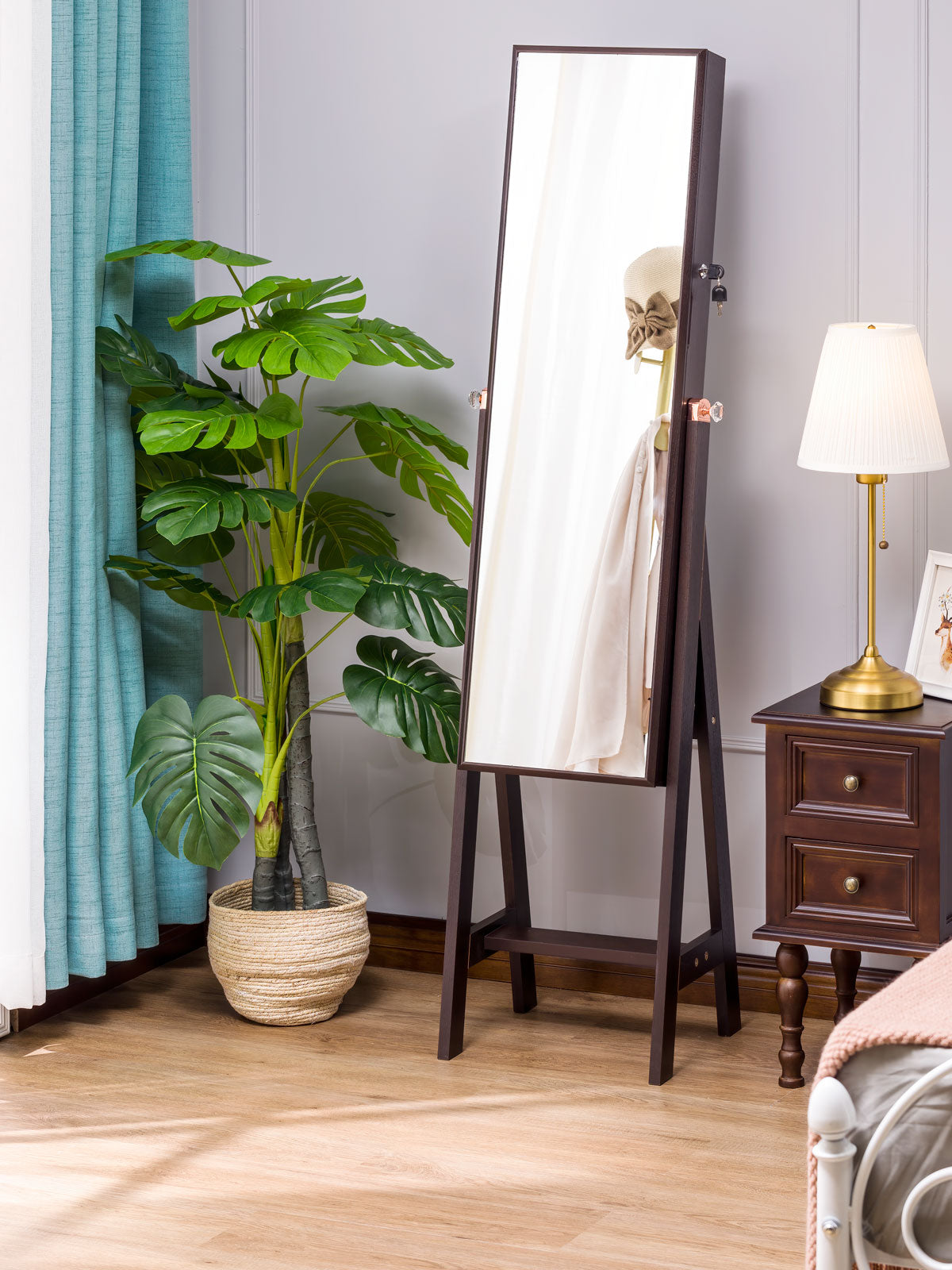 Laura Full Length Mirror Jewelry Armoire - White