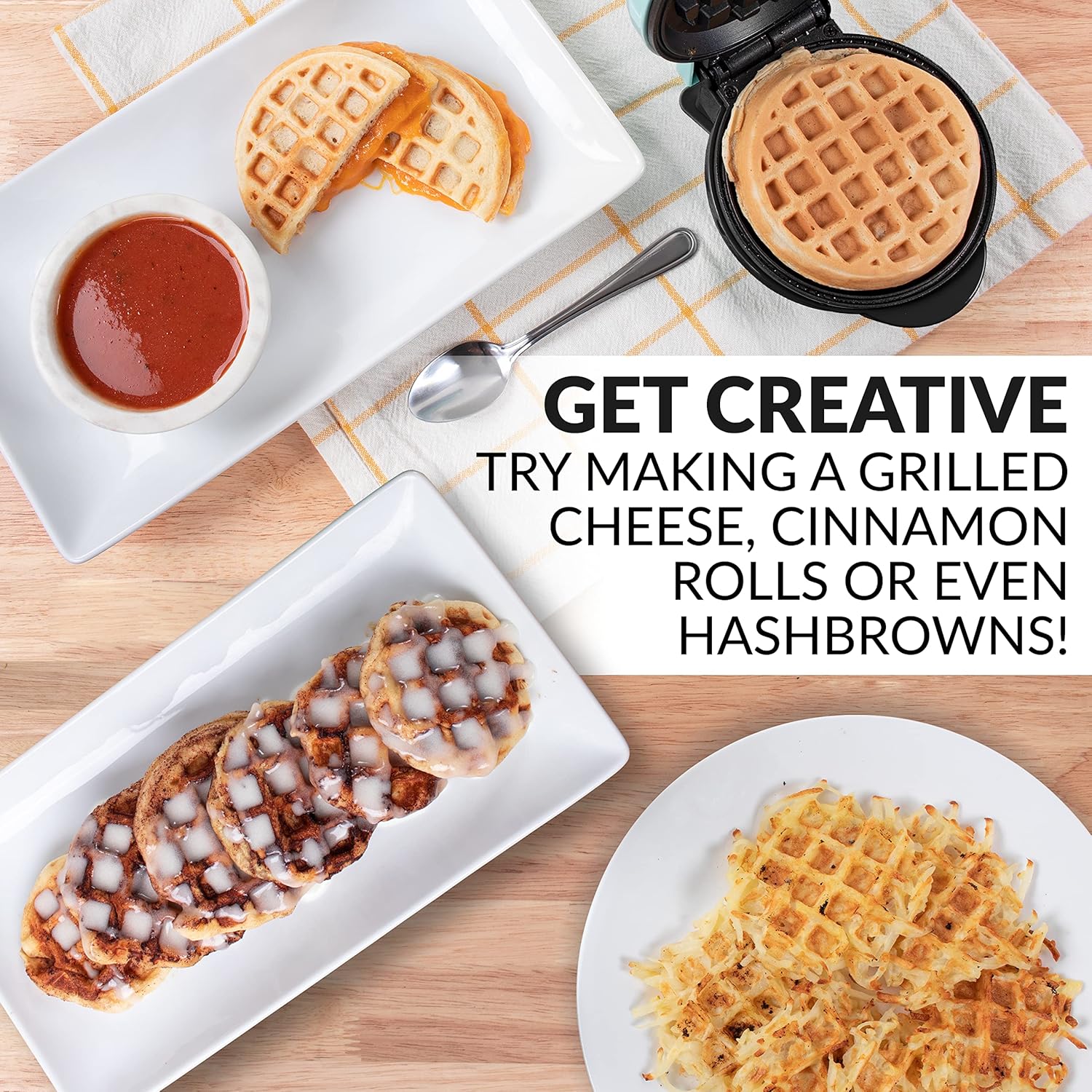 Nostalgia MyMini Cars and Trucks Shape Electric Waffle Maker, 5-Inch Non-Stick Griddle for Waffles, Hash Browns, Eggs, and More, Yellow