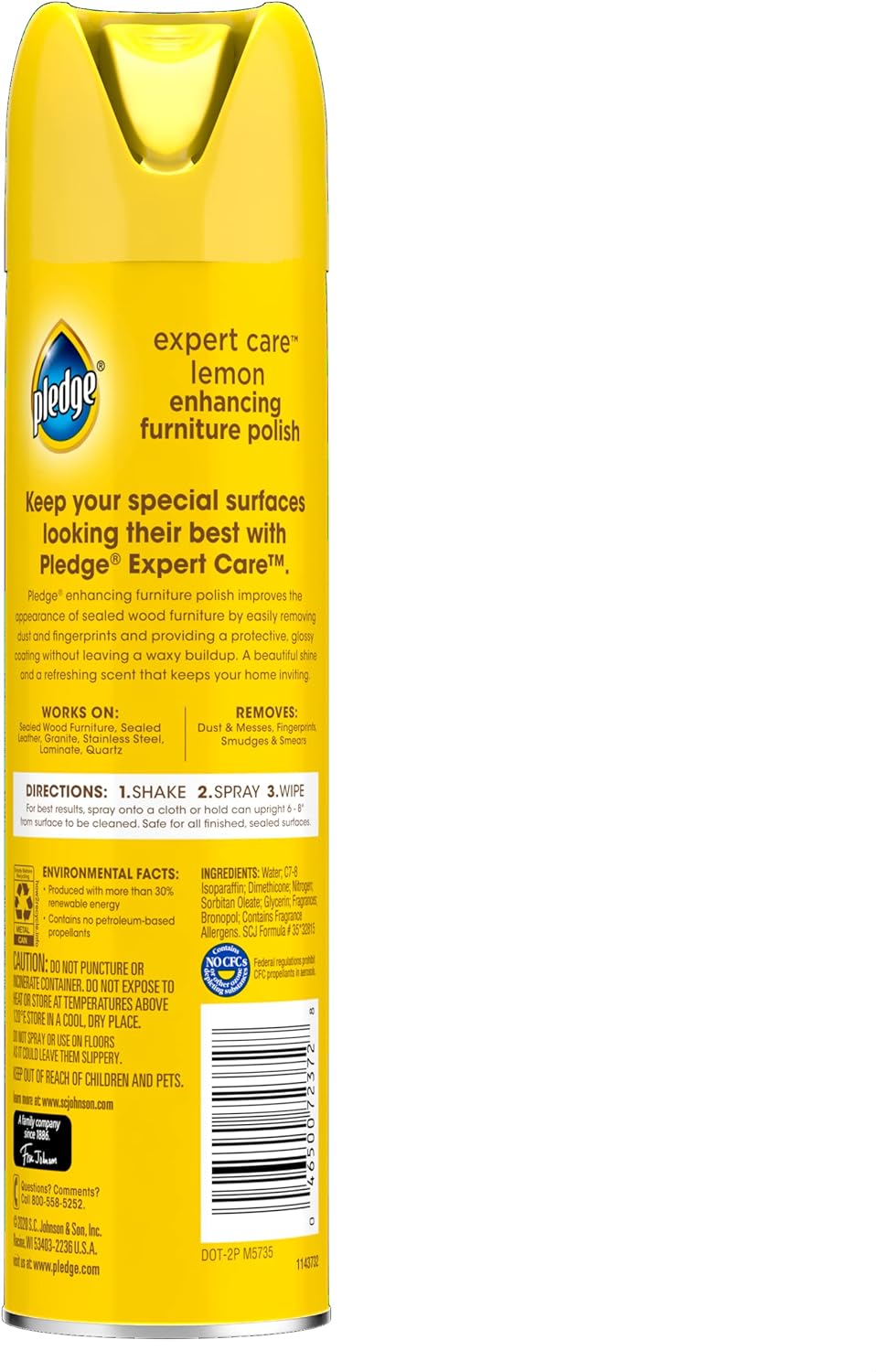 Pledge Expert Care Wood Polish Spray, Shines and Protects, Removes Fingerprints, Lemon, 9.7 oz (Pack of 1)