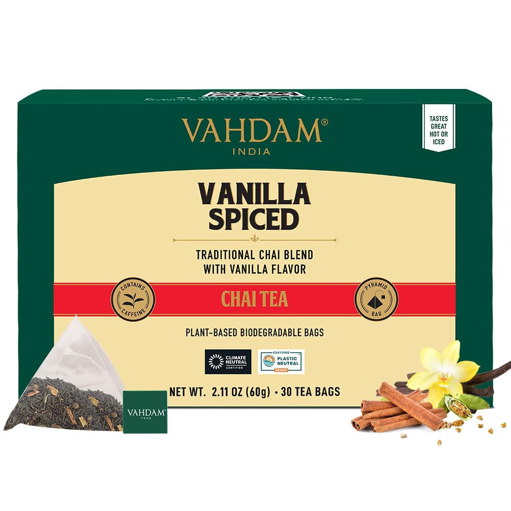 VAHDAM, Organic Turmeric Ginger Herbal Tea Bags (100 Pyramid Tea Bags) Caffeine Free, Non GMO, Gluten Free | 100% Pure Herbal Blend - Savory & Spicy | Plant-Based Tea Bags | Resealable Ziplock Pouch