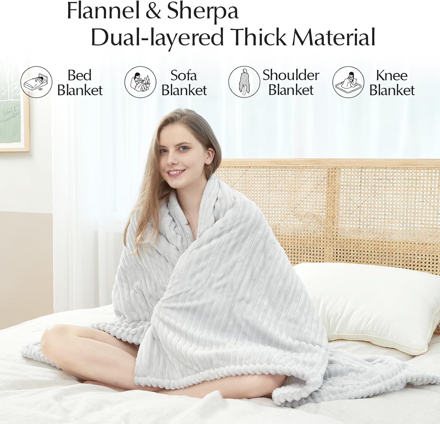 Heated Blanket Throw Size, Soft and Cozy Electric Heating Blanket for Bed, Automatic Safety System 6 Heating Levels & 4 Hours Auto-Off, 50