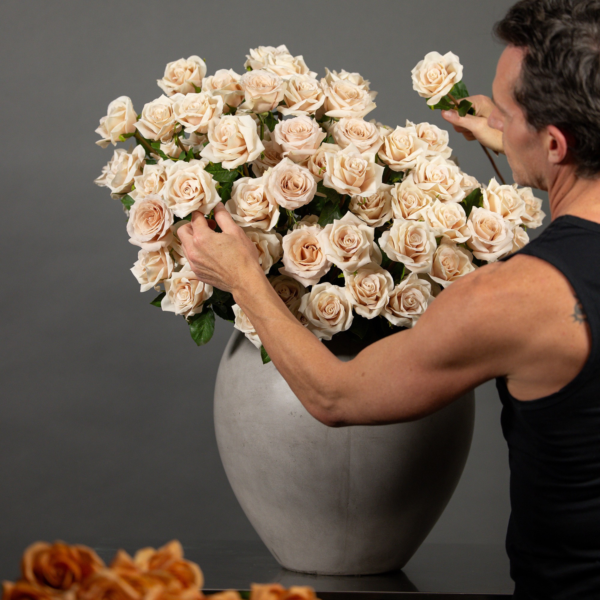 Jeff Leatham x Williams Sonoma Real Touch Faux Quicksand Rose Stems, Set of 12