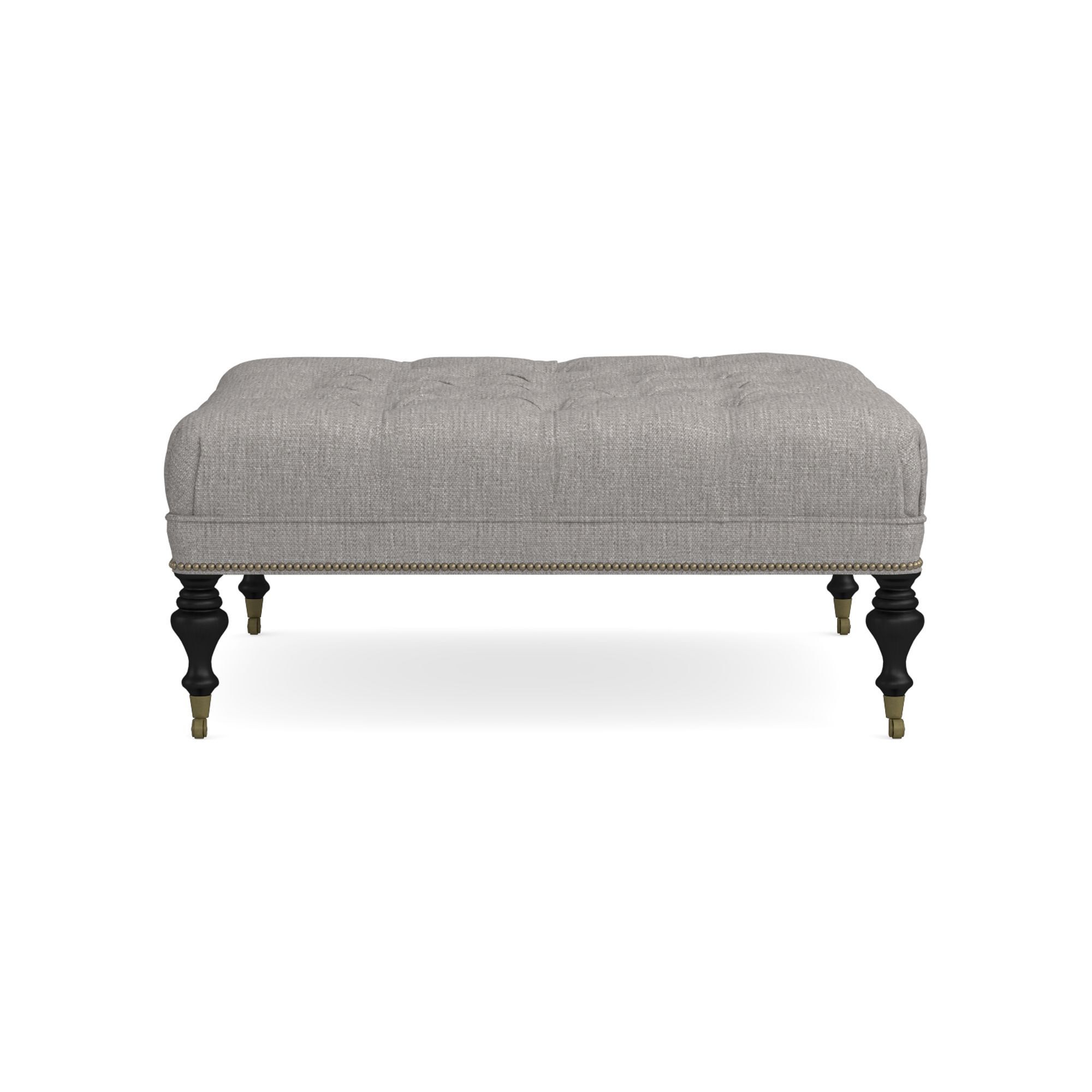 Fairfax Square Ottoman, Turned Leg with Tufted Top (26