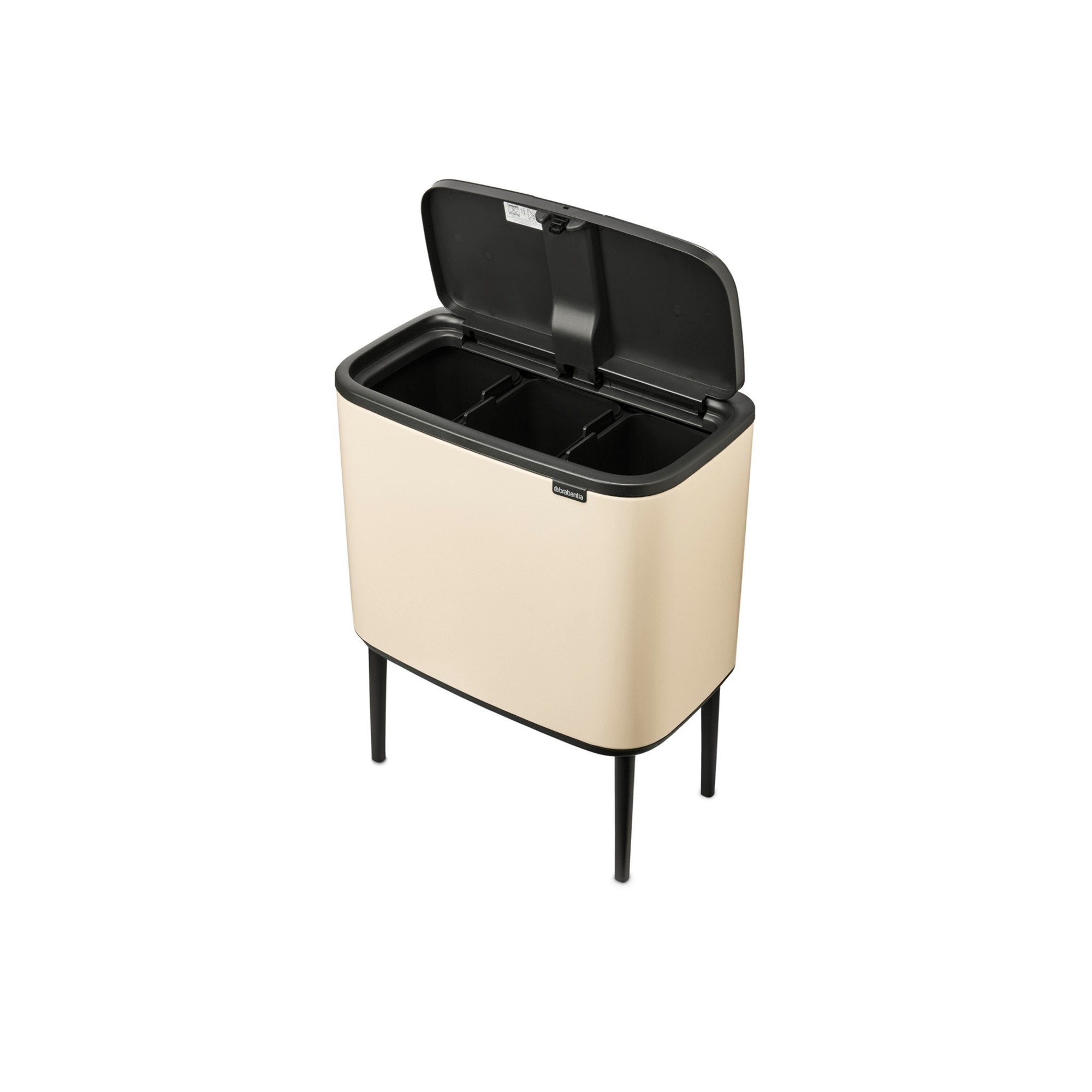 Brabantia Bo Touch Top Multi Compartment Recycling Trash Can, 3 x 3 Gallon