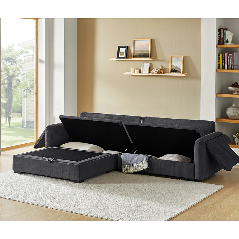 Aladino 2-Piece Upholstered Reversible Sectional Sofa with Storage