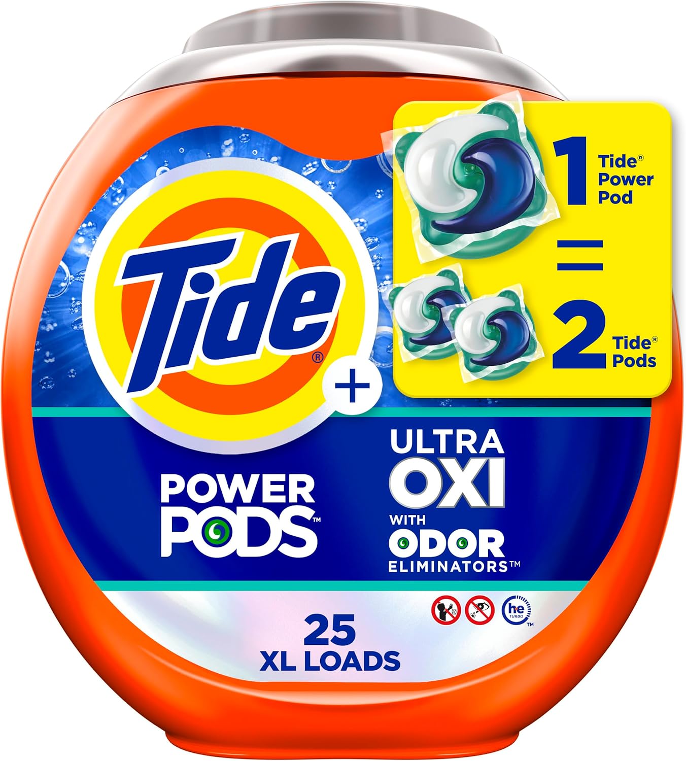 Tide Ultra OXI Power PODS with Odor Eliminators Laundry Detergent Pacs 45 Count For Visible and Invisible Dirt