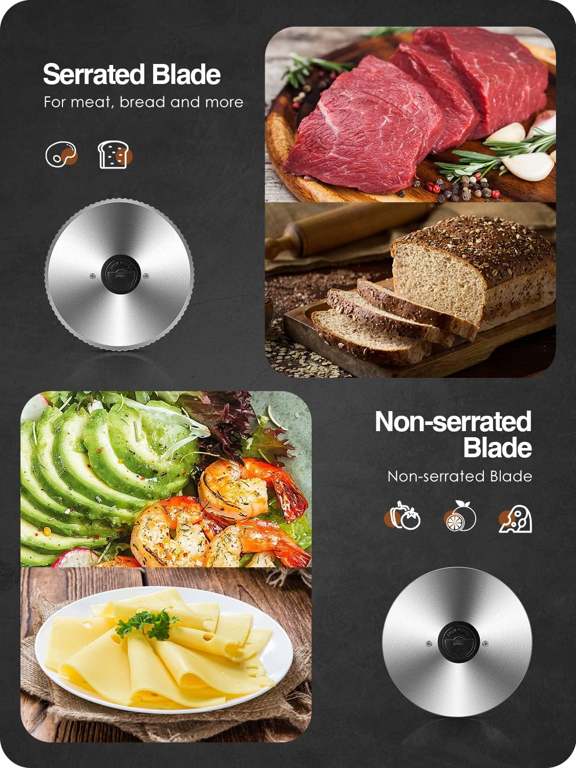 OSTBA Meat Slicer Electric Deli Food Slicer with Child Lock Protection, Removable 7.5’’ Stainless Steel Blade and Food Carriage, Adjustable Thickness Food Slicer Machine for Meat, Cheese, Bread(150W)