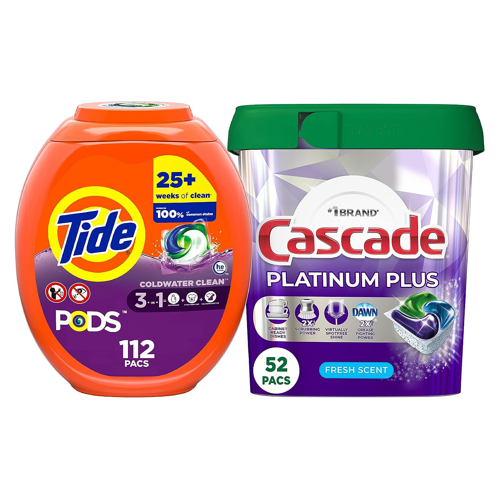 Cascade Platinum Plus Dishwasher Pod, Dish Detergent ActionPacs Dish Pods, Fresh, 52 Count