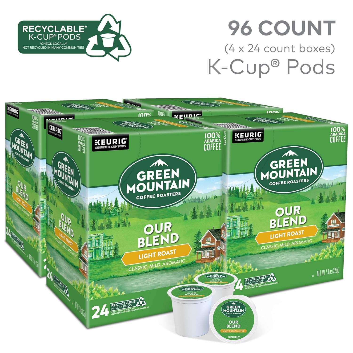 Green Mountain Coffee Roasters Breakfast Blend Single-Serve Keurig K-Cup Pods, Light Roast Coffee, 96 Count