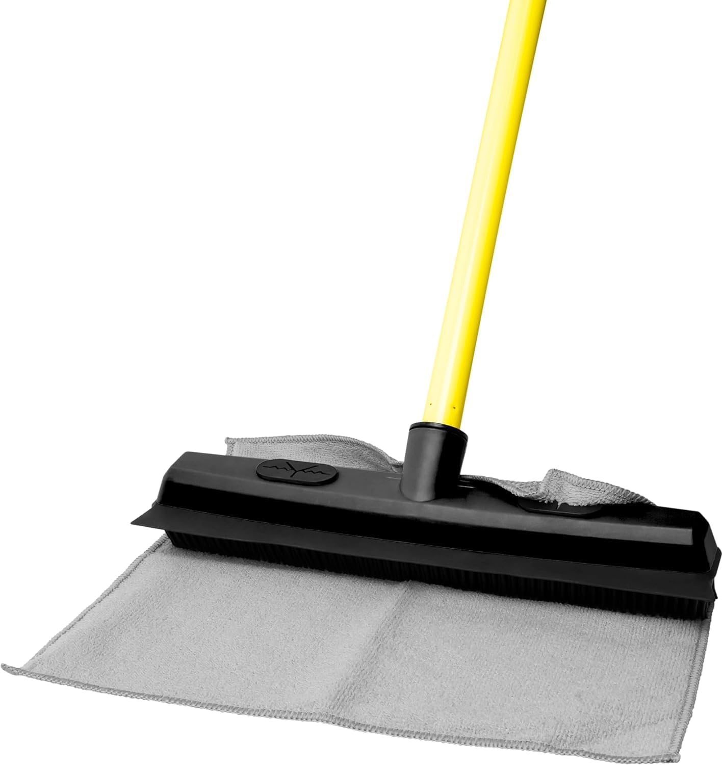 FURemover Original Indoor Pet Hair Rubber Broom with Carpet Rake and Squeegee, Black and Yellow