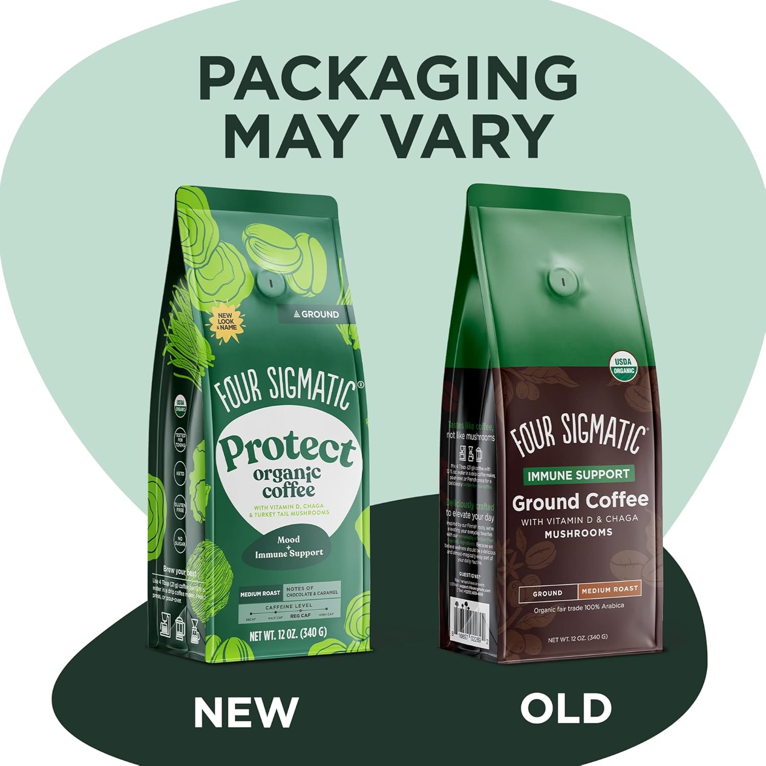 Four Sigmatic Think Mushroom Coffee | Organic Ground Coffee with Lion's Mane Mushroom and Chaga Mushroom | Nootropic Mushroom Coffee for Better Focus and Immune Support | 12oz Bag