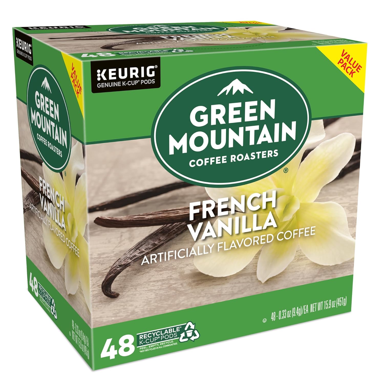 Green Mountain Coffee Roasters Caramel Vanilla Cream Keurig Single-Serve K-Cup pods, Light Roast Coffee, 72 Count (6 Packs of 12)