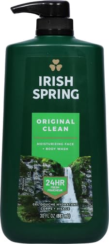 Irish Spring Mens Body Wash, Moisture Blast Body Wash for Men, Feel Fresh All Day, 30 Oz Pump Bottle