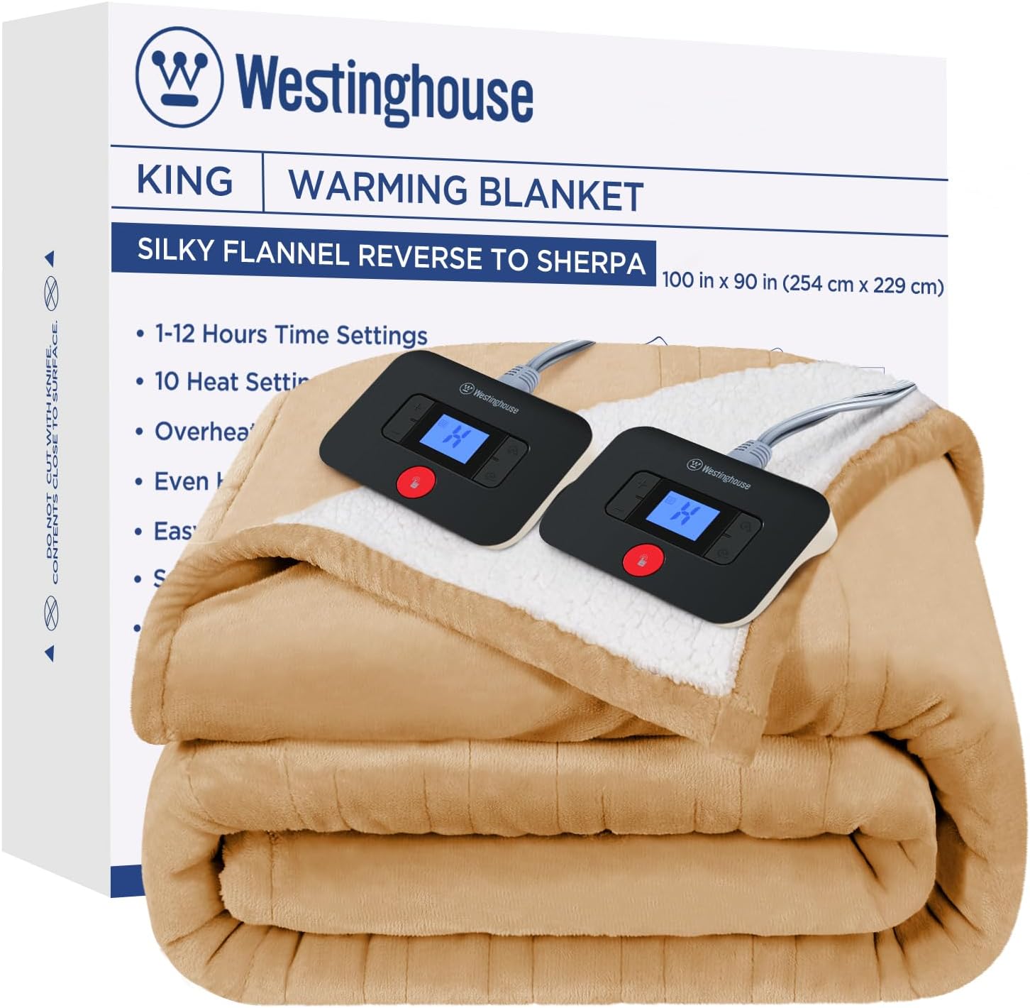 Westinghouse Heated Throw Blanket, Electric Blanket Throw with 6 Heating Levels and 2-10 Hours Time Settings, Flannel to Sherpa Super Cozy Heated Blanket Machine Washable, 50x60 inch, Charcoal